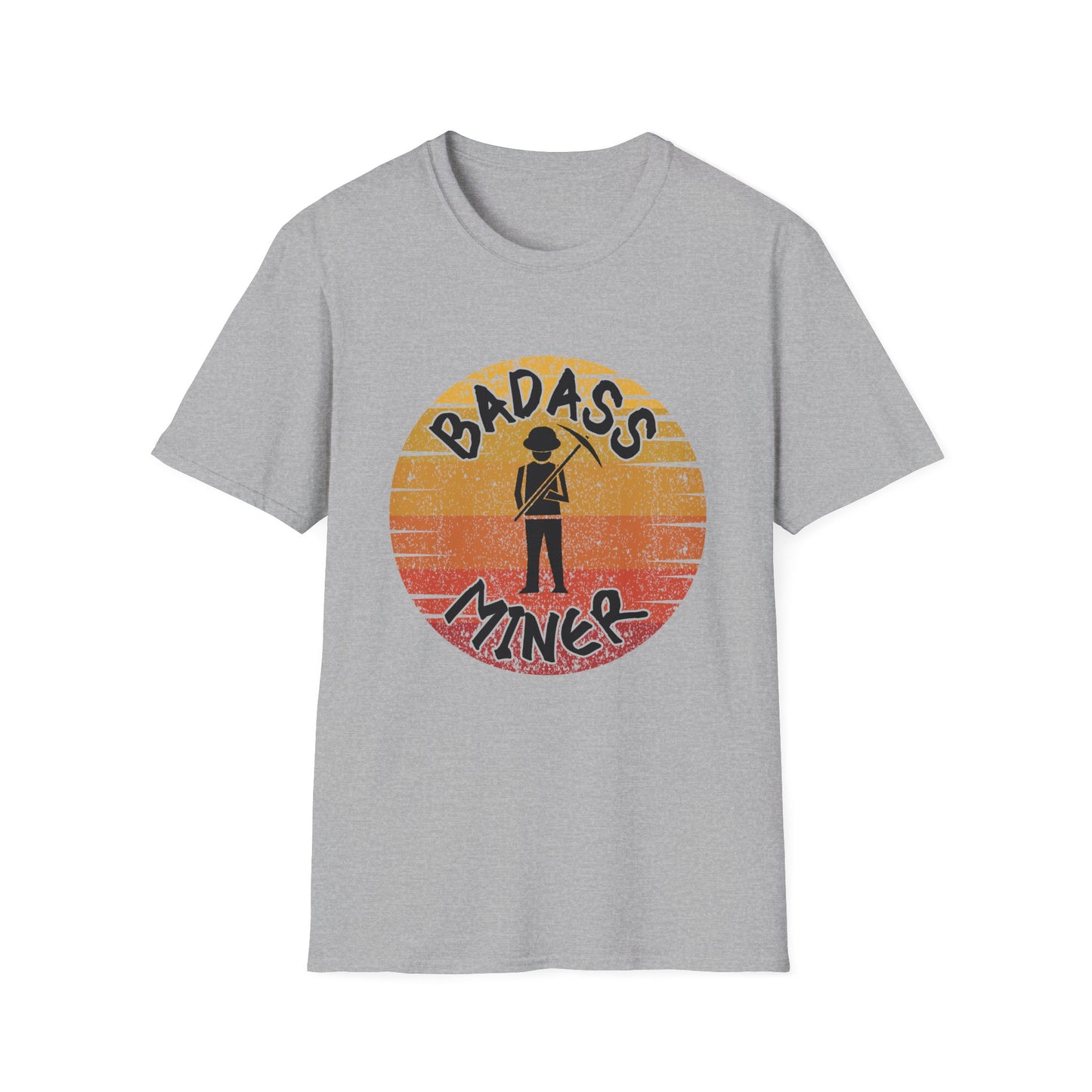 Badass Miner Geology Shirt - Rockhound Geologist with Pickaxe Unisex Softstyle T-Shirt