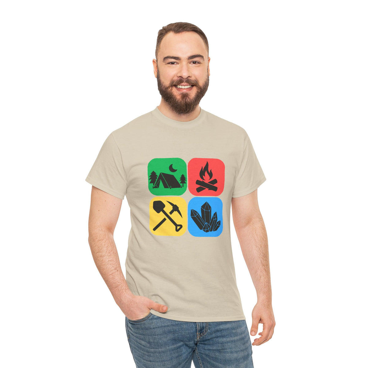 Color Block Icon Rockhound Camping Adventure Unisex Tee