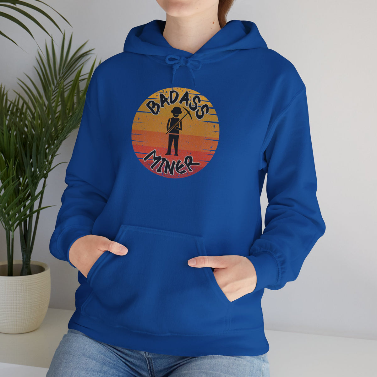 Badass Miner Rock Hammer Sunset Hoodie Unisex Hooded Sweatshirt