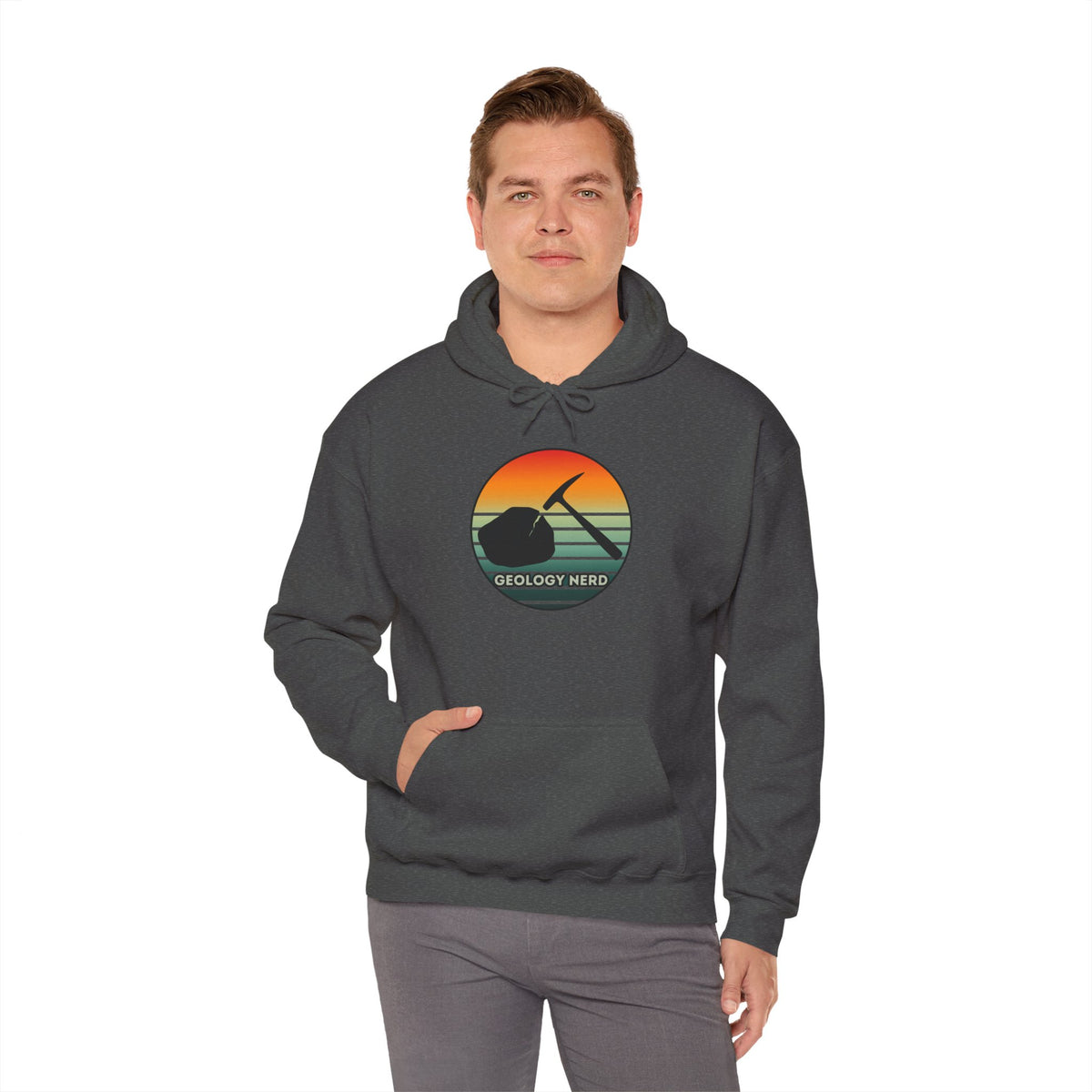 Geology Nerd Hoodie Rock Hammer Sunset Silhouette Rockhound Gift Unisex