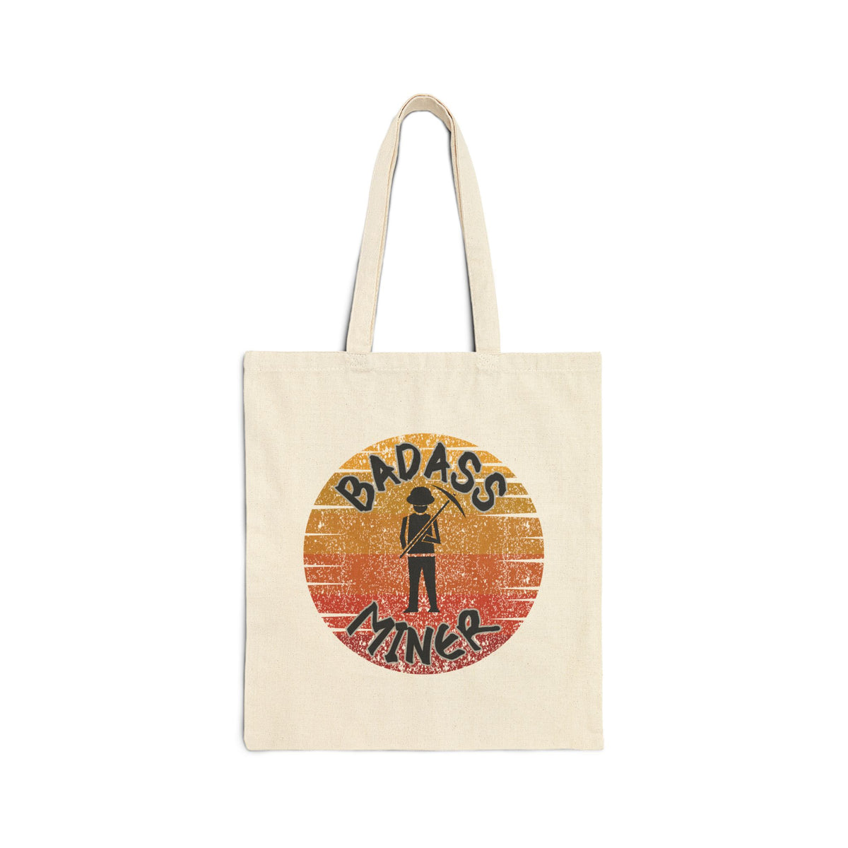Badass Miner Geology Sunset Silhouette Cotton Canvas Tote Bag