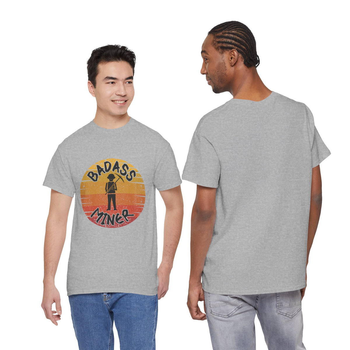Badass Miner Rock Hammer Sunset Unisex Cotton Tee