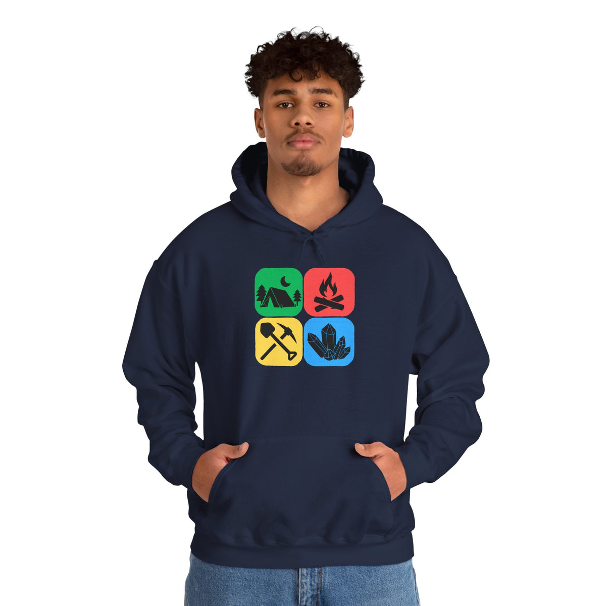 Color Block Icon Rockhound Hoodie Camping Adventure Unisex Hooded Sweatshirt