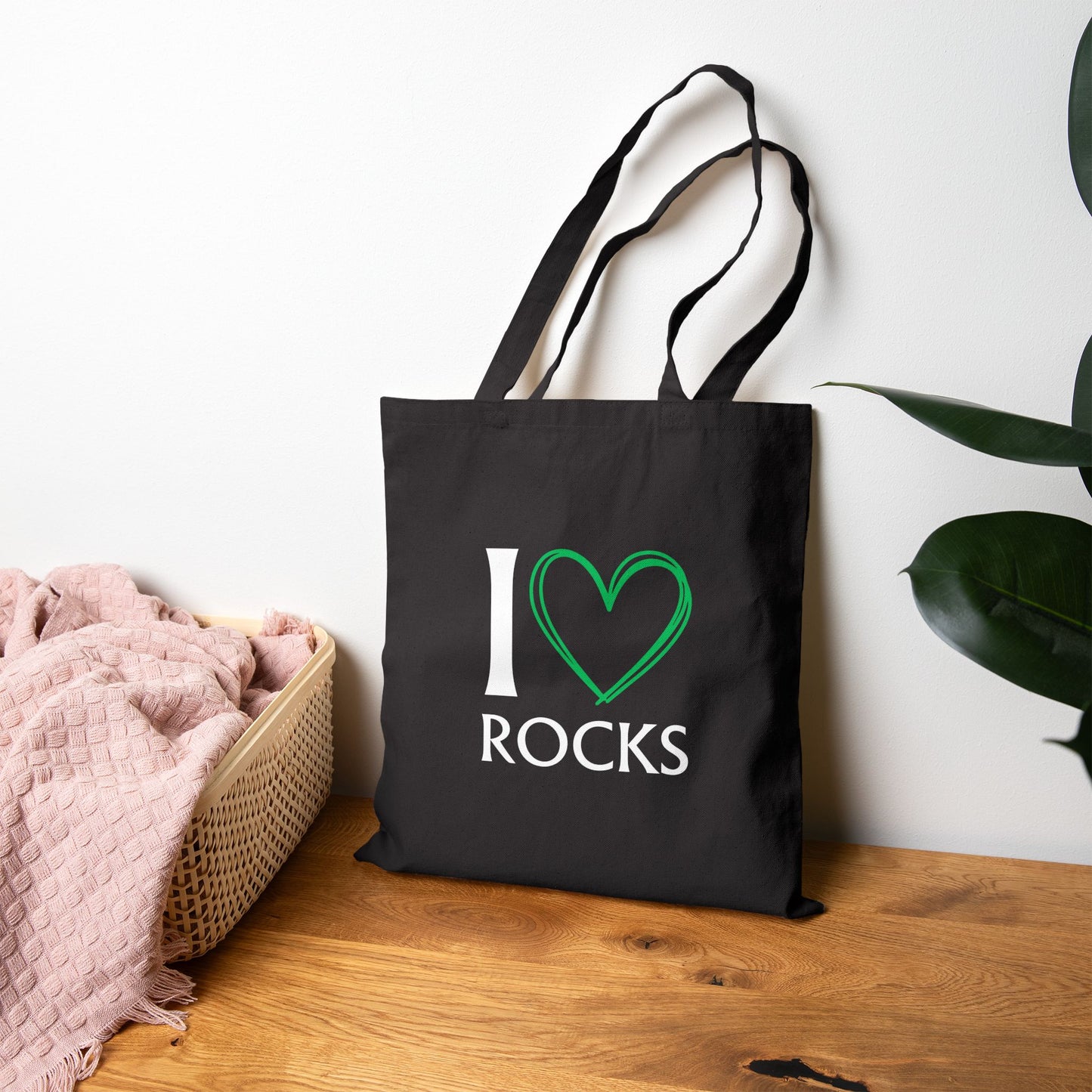 I Love Rocks Geology Tote Bag Rockhound Cotton Canvas Reusable