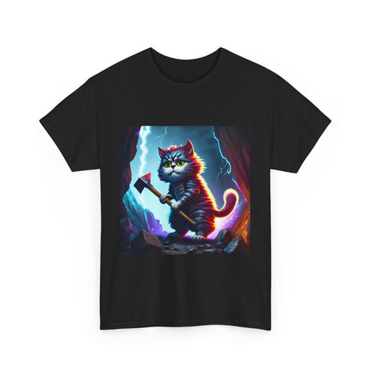 Epic Cat Mining in a Thunderstorm Adventure T-Shirt - Gift for Miners and Geologists