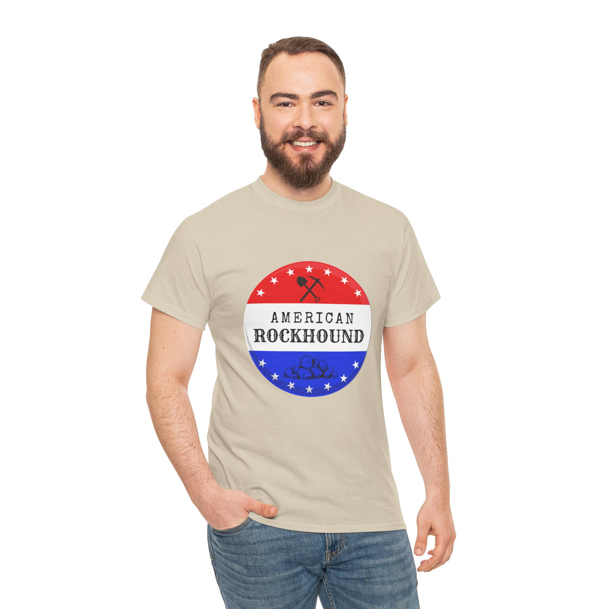 American Rockhound Tee, Patriotic Rock Collector Shirt, Red White Blue Geology Gift
