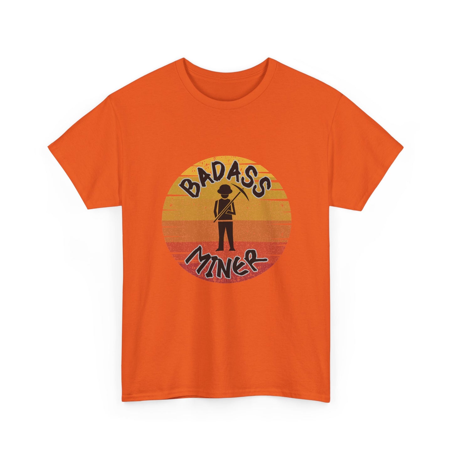 Badass Miner Rock Hammer Sunset Unisex Cotton Tee
