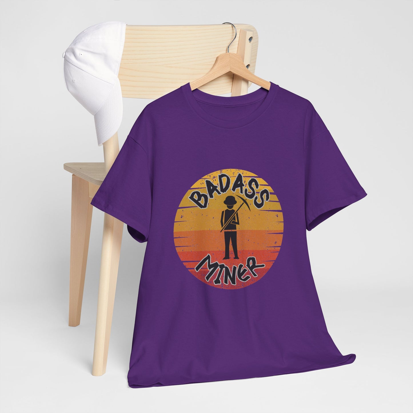 Badass Miner Rock Hammer Sunset Unisex Cotton Tee