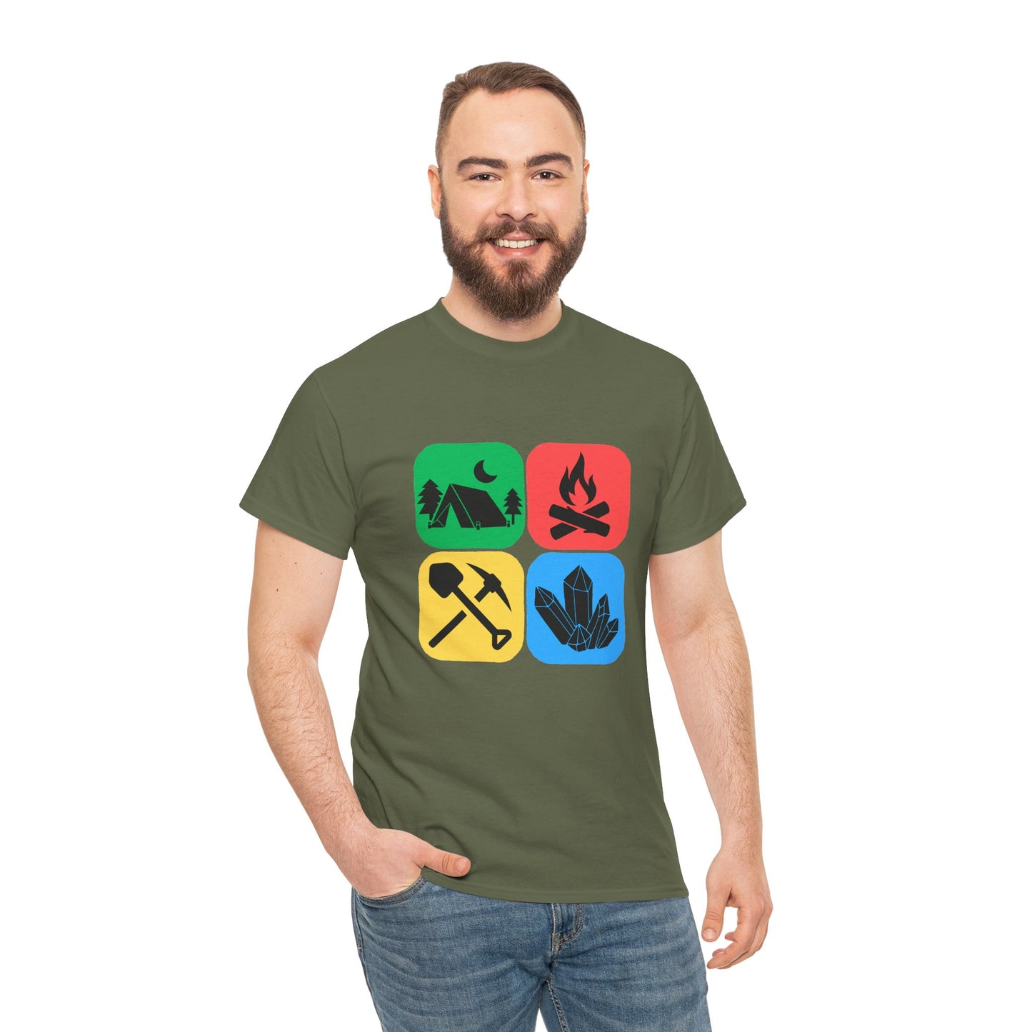 Color Block Icon Rockhound Camping Adventure Unisex Tee