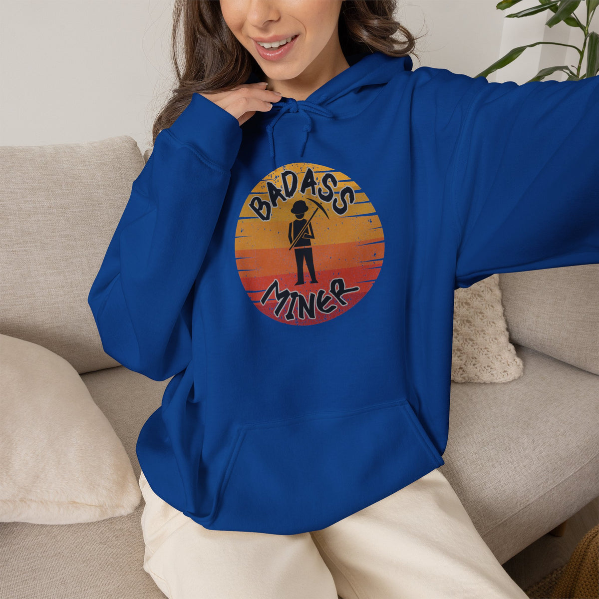 Badass Miner Rock Hammer Sunset Hoodie Unisex Hooded Sweatshirt