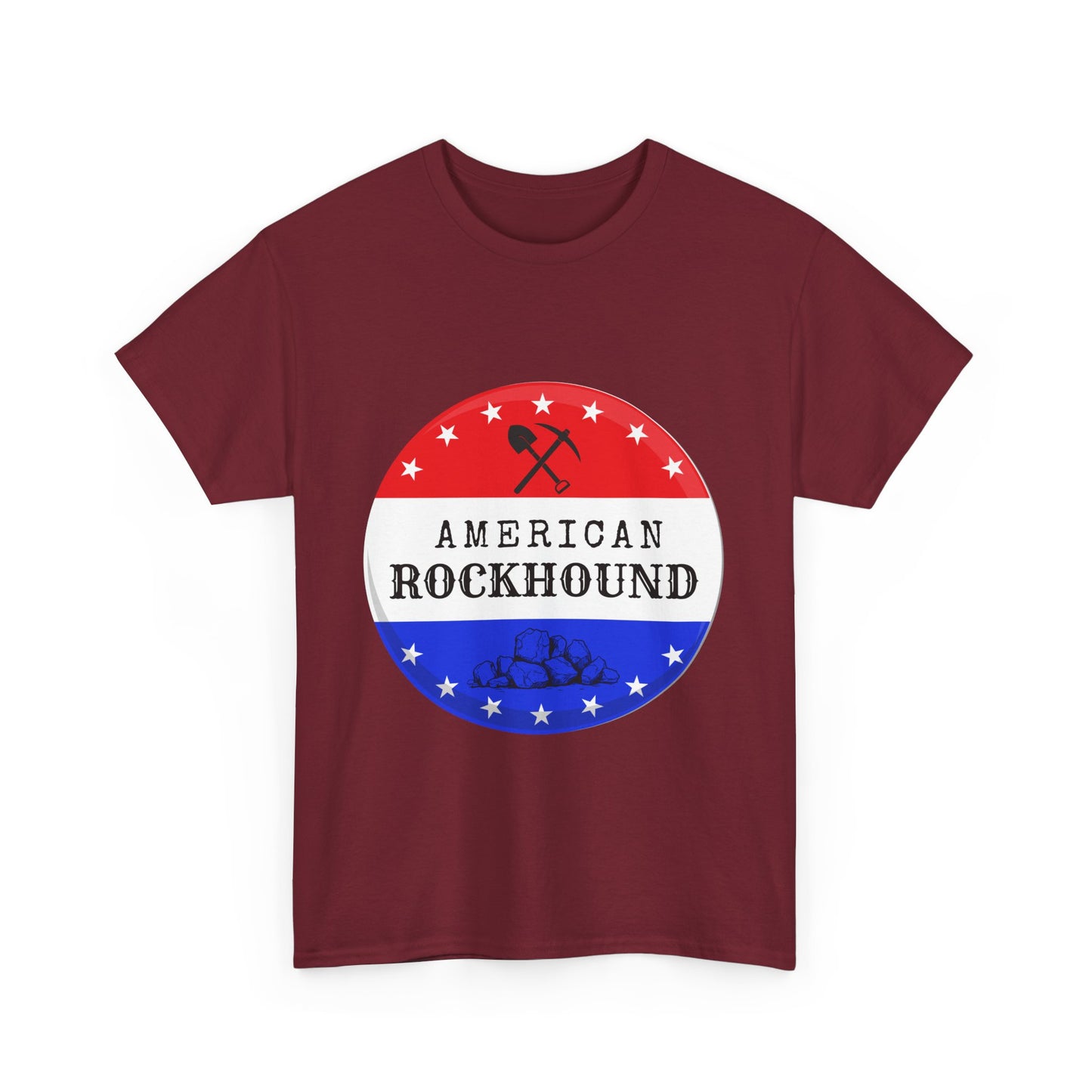 American Rockhound Unisex Tee, Red White Blue Rock Collector Shirt, Patriotic Mineral Top, Geology Gift, Crystal Tee, Geologist Apparel