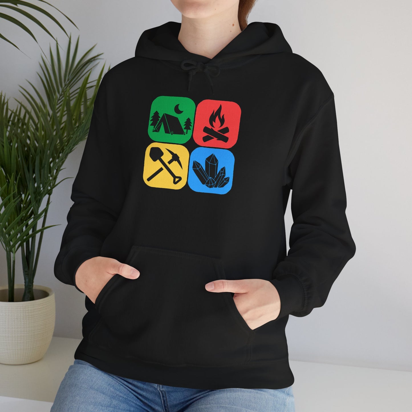 Color Block Icon Rockhound Hoodie Camping Adventure Unisex Hooded Sweatshirt