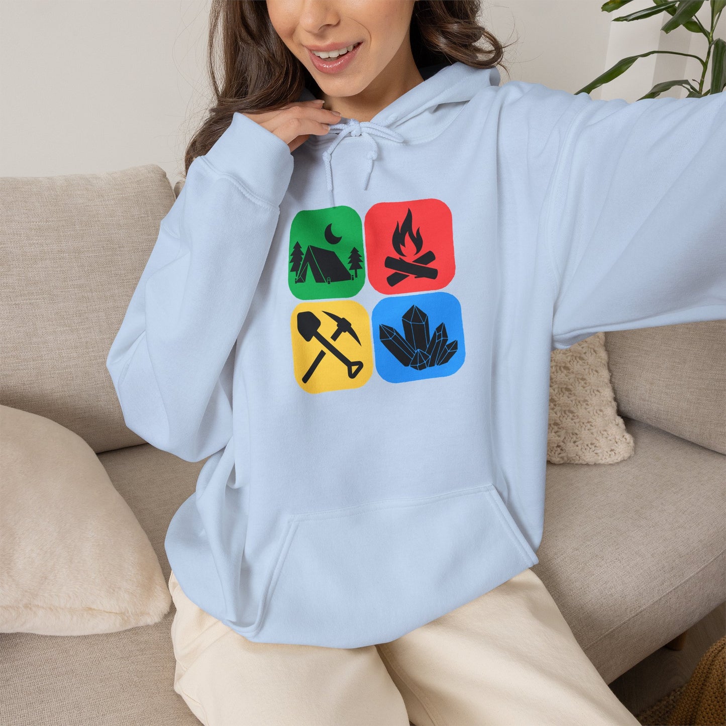 Color Block Icon Rockhound Hoodie Camping Adventure Unisex Hooded Sweatshirt