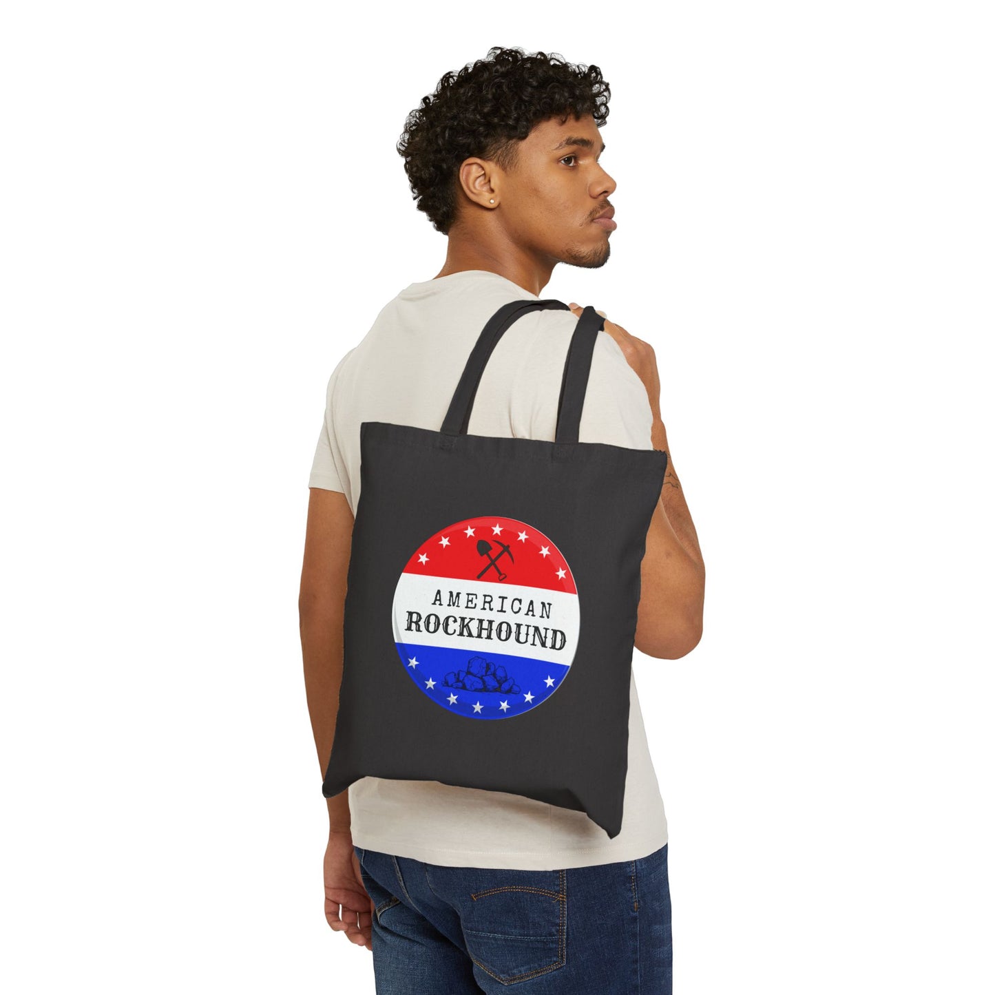 American Rockhound Tote Bag Patriot Geology Rockhound Cotton Canvas