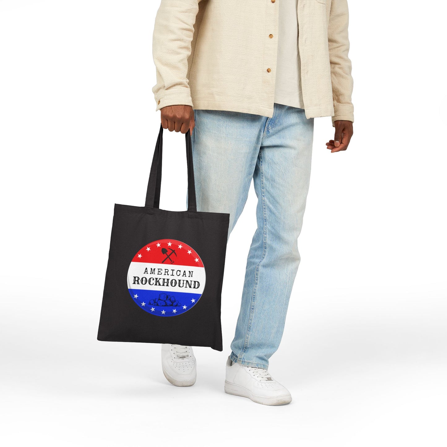American Rockhound Tote Bag Patriot Geology Rockhound Cotton Canvas
