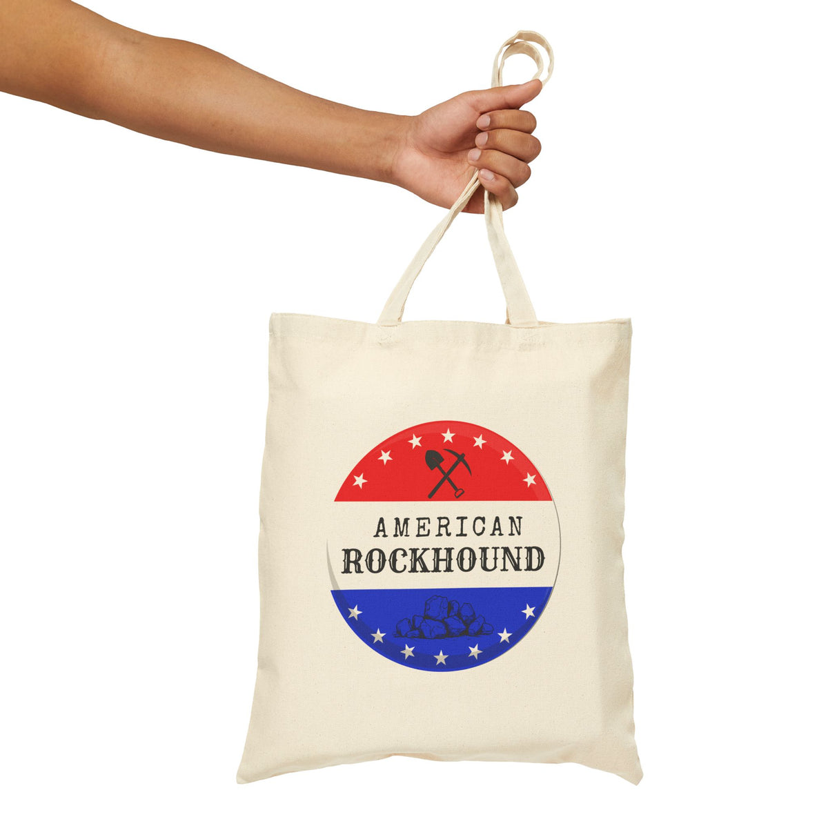 American Rockhound Tote Bag Patriot Geology Rockhound Cotton Canvas