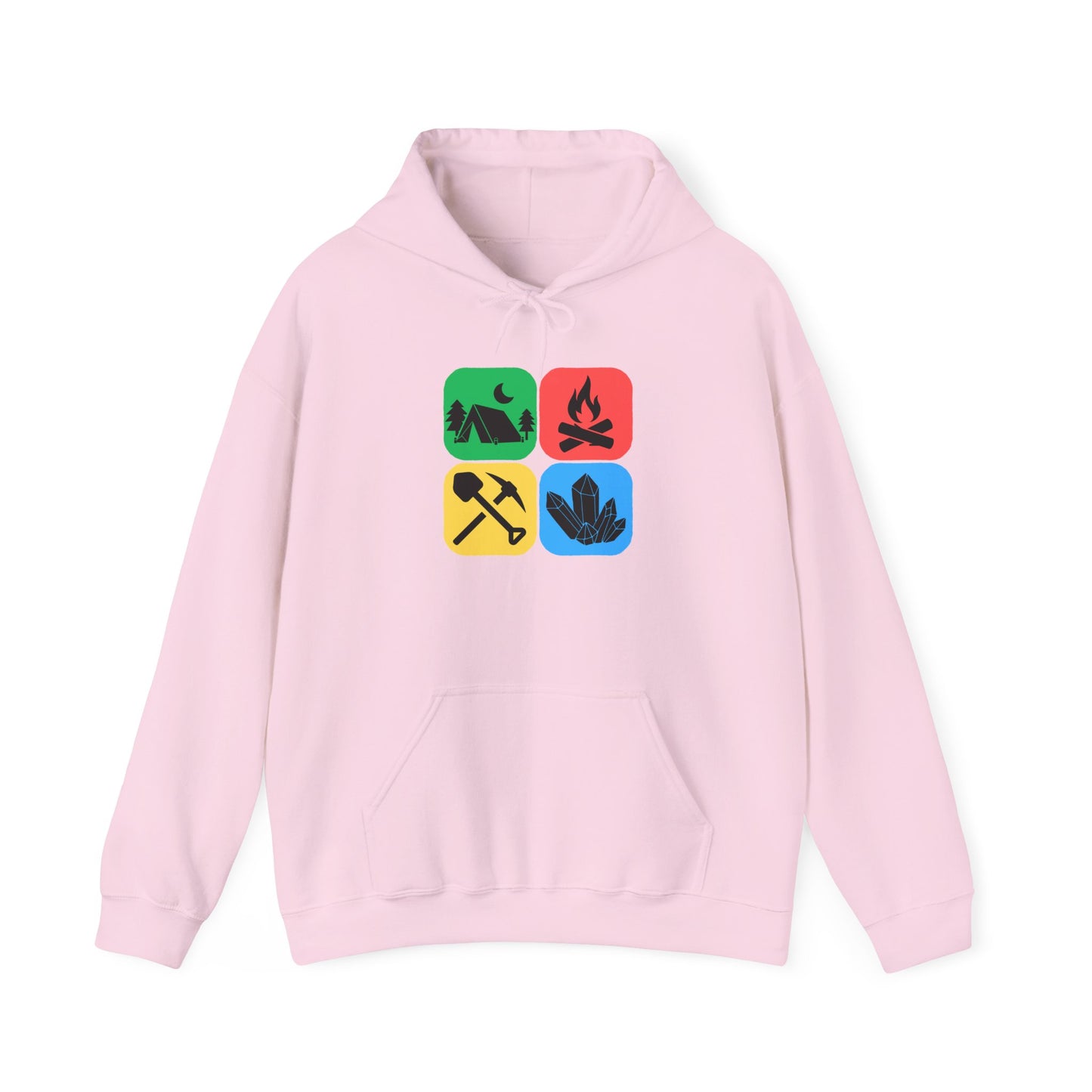 Color Block Icon Rockhound Hoodie Camping Adventure Unisex Hooded Sweatshirt