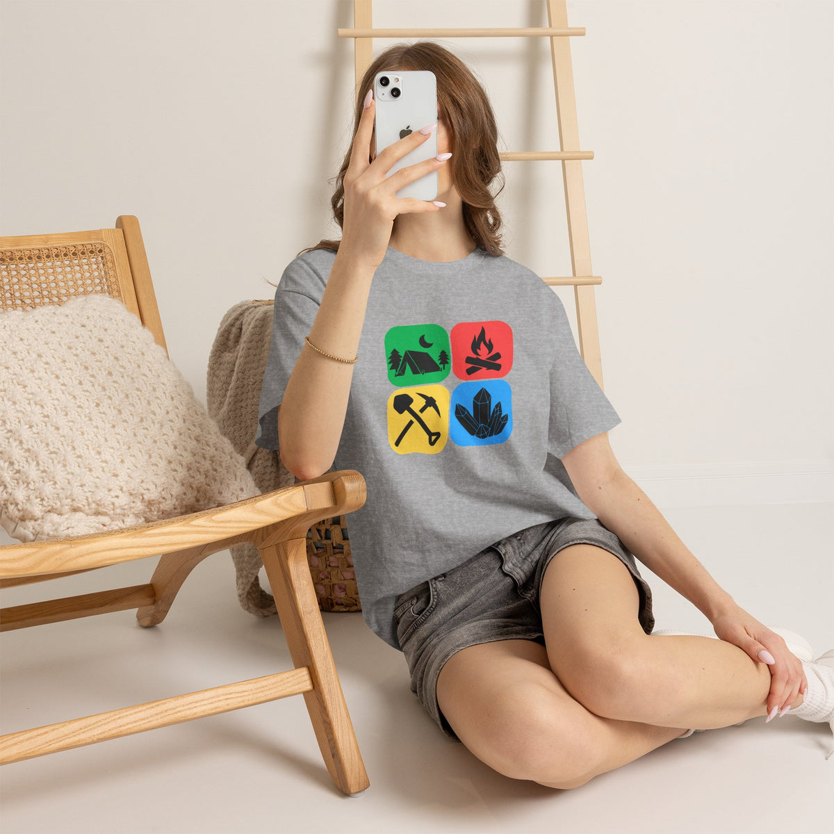 Color Block Icon Rockhound Camping Adventure Unisex Tee