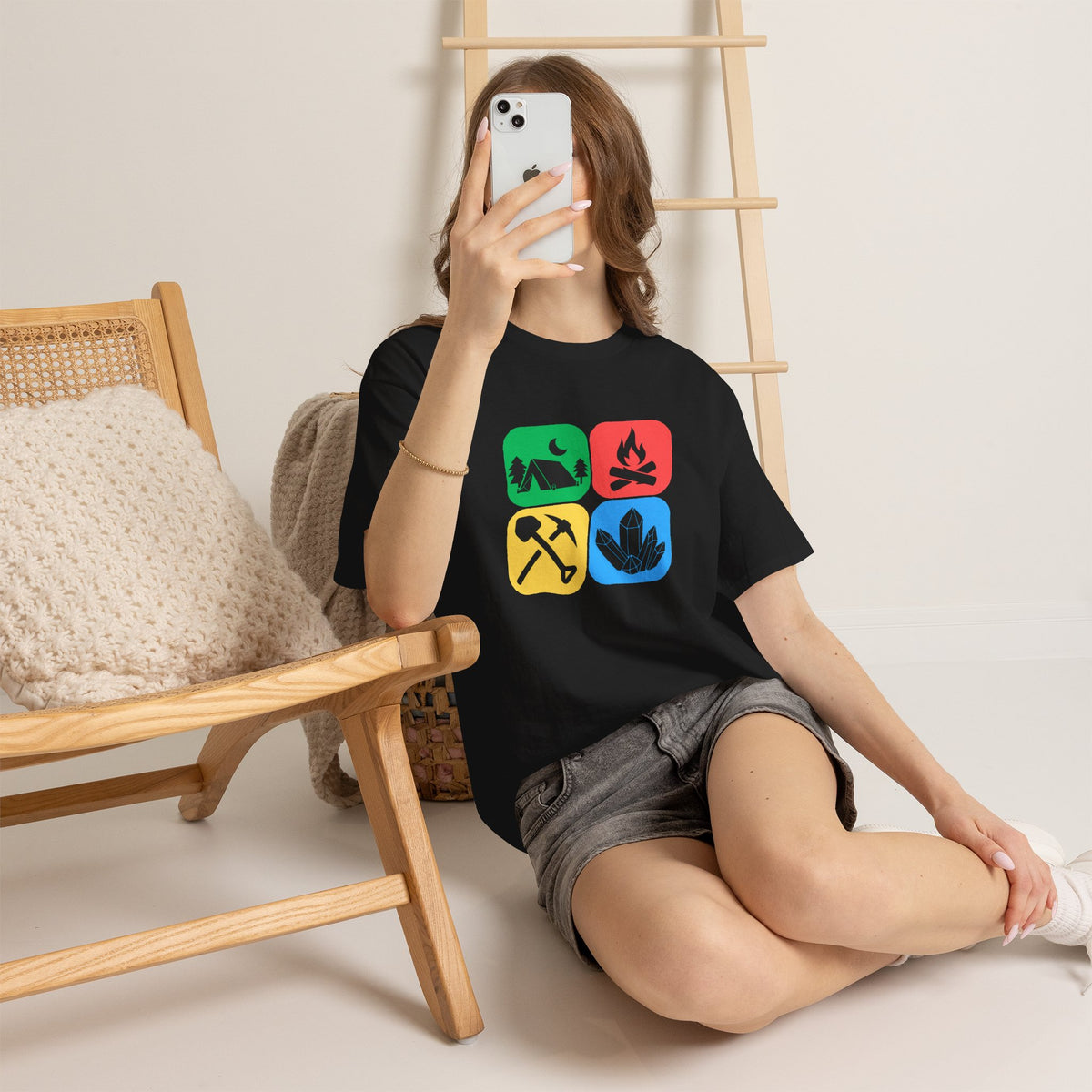 Color Block Icon Rockhound Camping Adventure Unisex Tee
