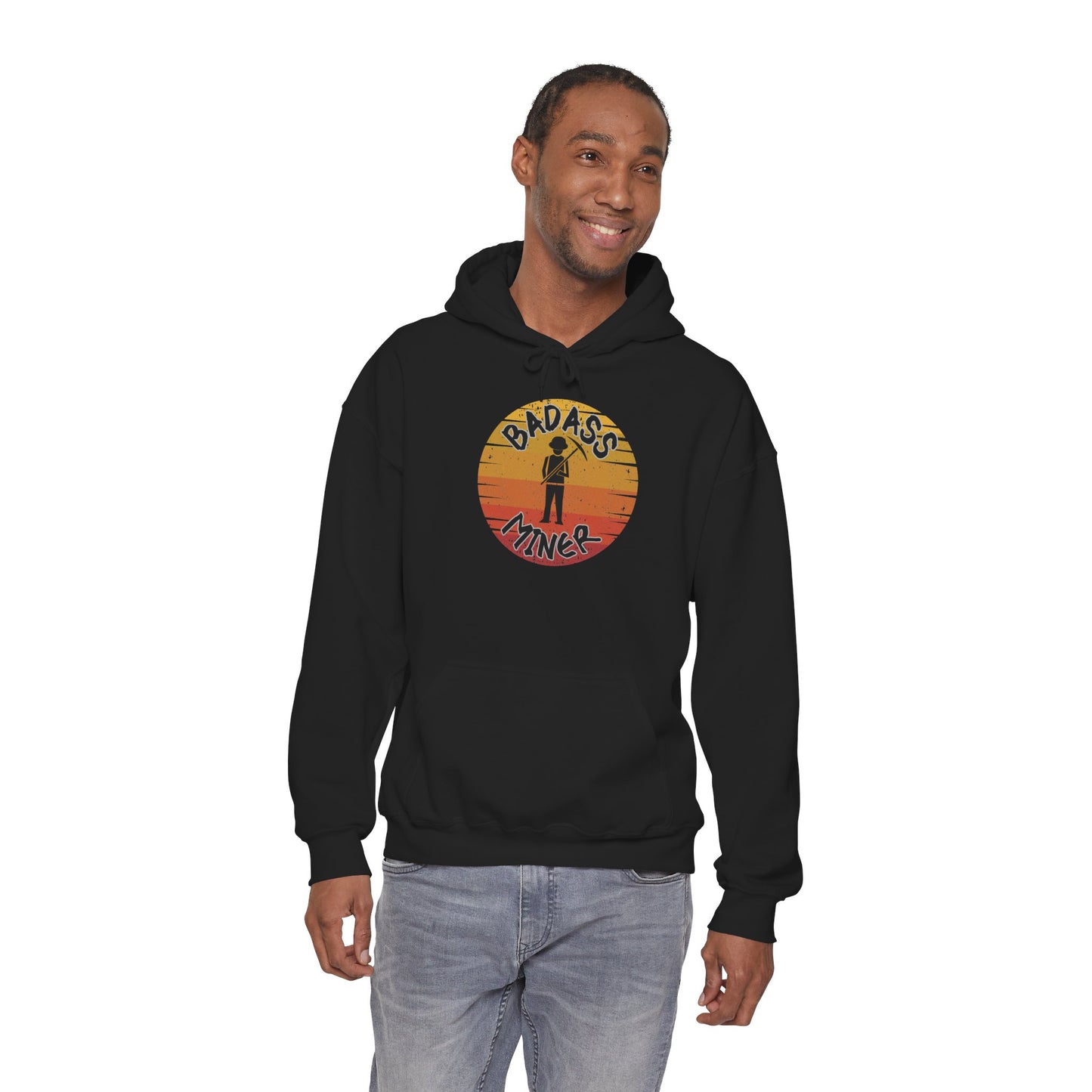 Badass Miner Rock Hammer Sunset Hoodie Unisex Hooded Sweatshirt