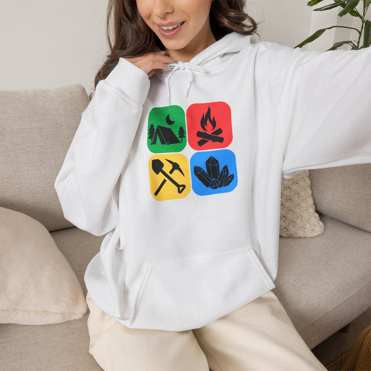 Color Block Icon Rockhound Hoodie Camping Adventure Unisex Hooded Sweatshirt