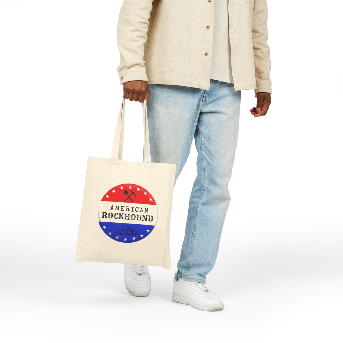 American Rockhound Tote Bag Patriot Geology Rockhound Cotton Canvas