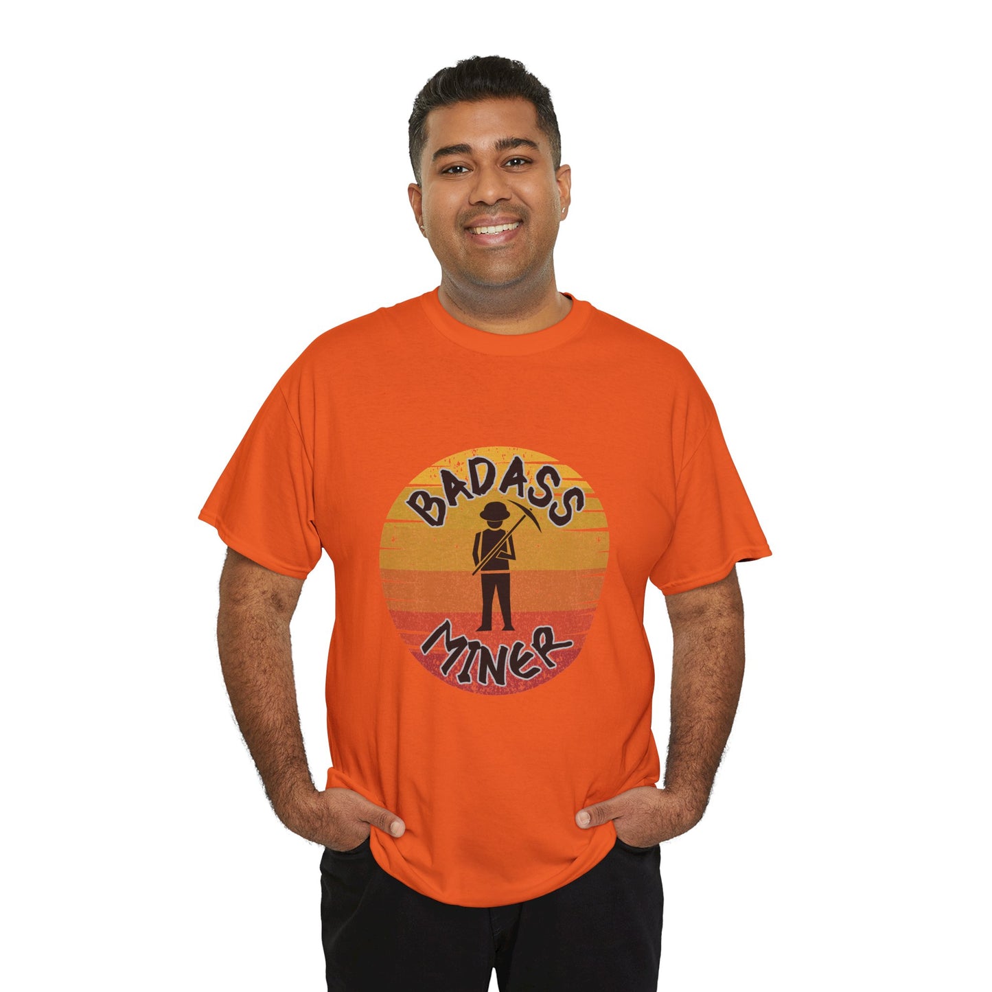Badass Miner Rock Hammer Sunset Unisex Cotton Tee