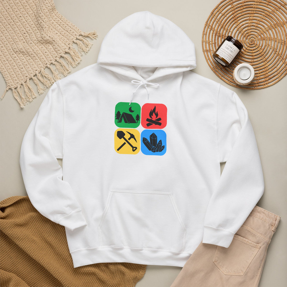 Color Block Icon Rockhound Hoodie Camping Adventure Unisex Hooded Sweatshirt