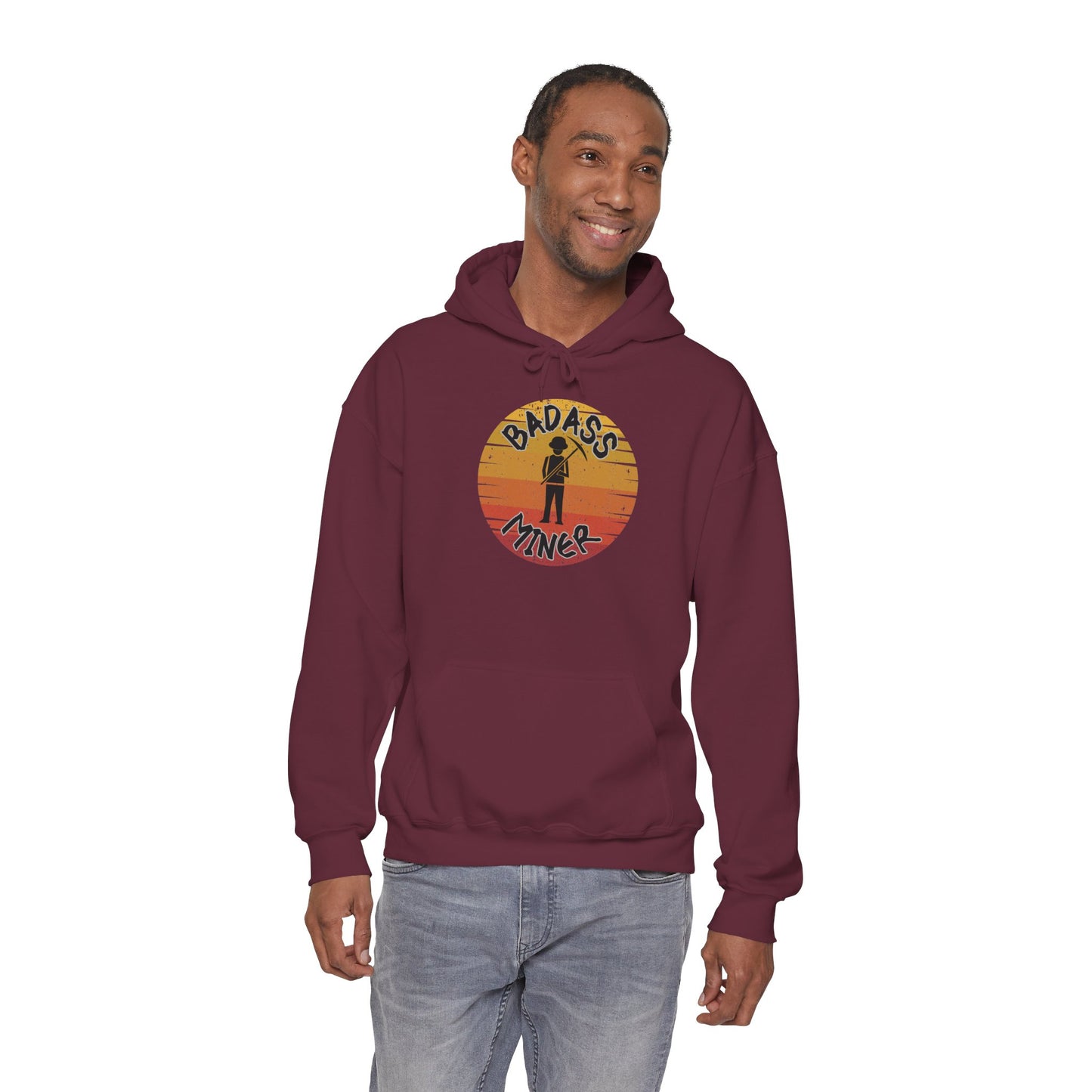 Badass Miner Rock Hammer Sunset Hoodie Unisex Hooded Sweatshirt