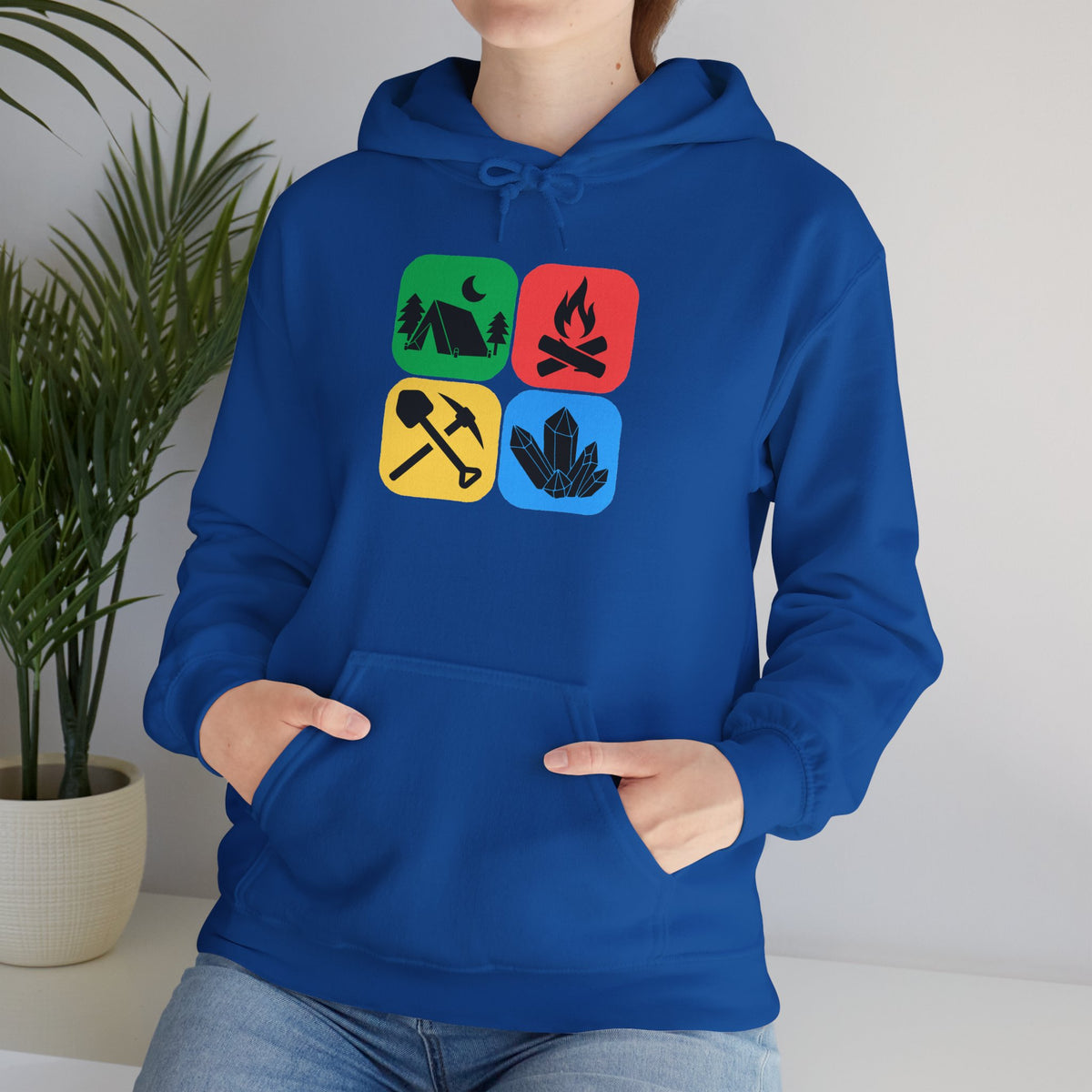 Color Block Icon Rockhound Hoodie Camping Adventure Unisex Hooded Sweatshirt
