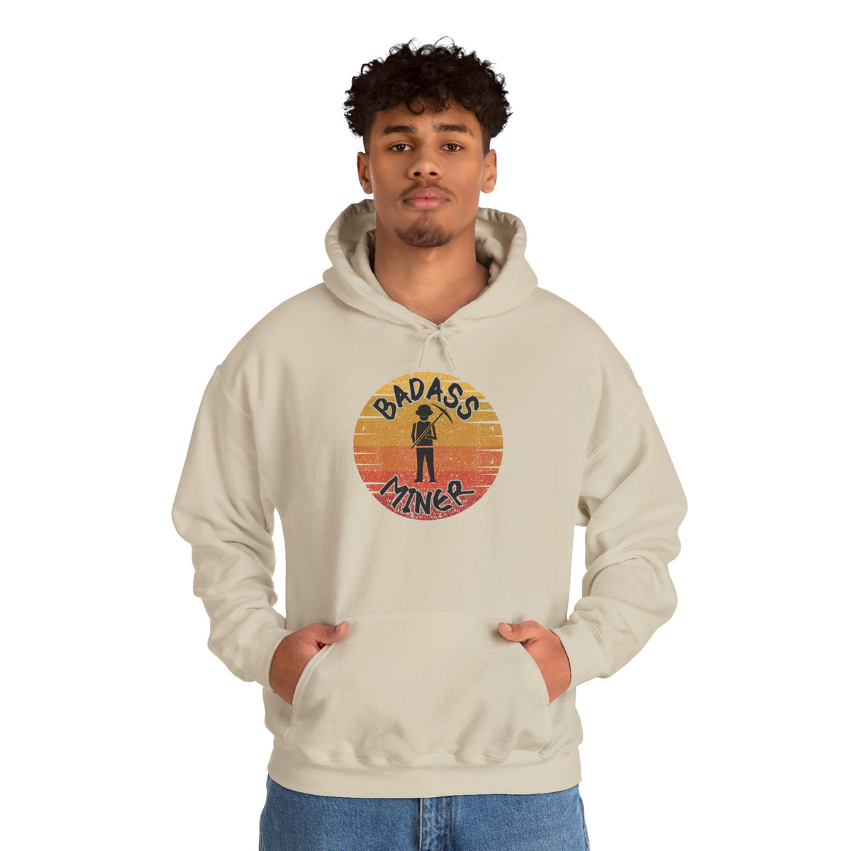 Badass Miner Rock Hammer Sunset Hoodie Unisex Hooded Sweatshirt