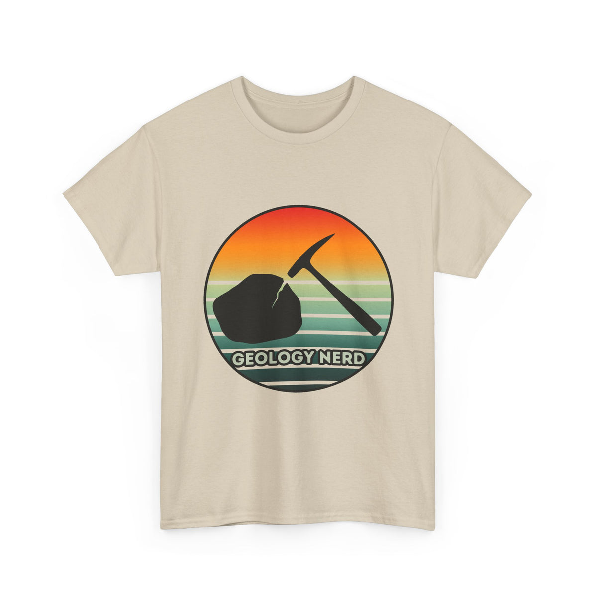 Geology Nerd T-Shirt Rock Hammer Sunset Silhouette Rockhound Geologist Gift