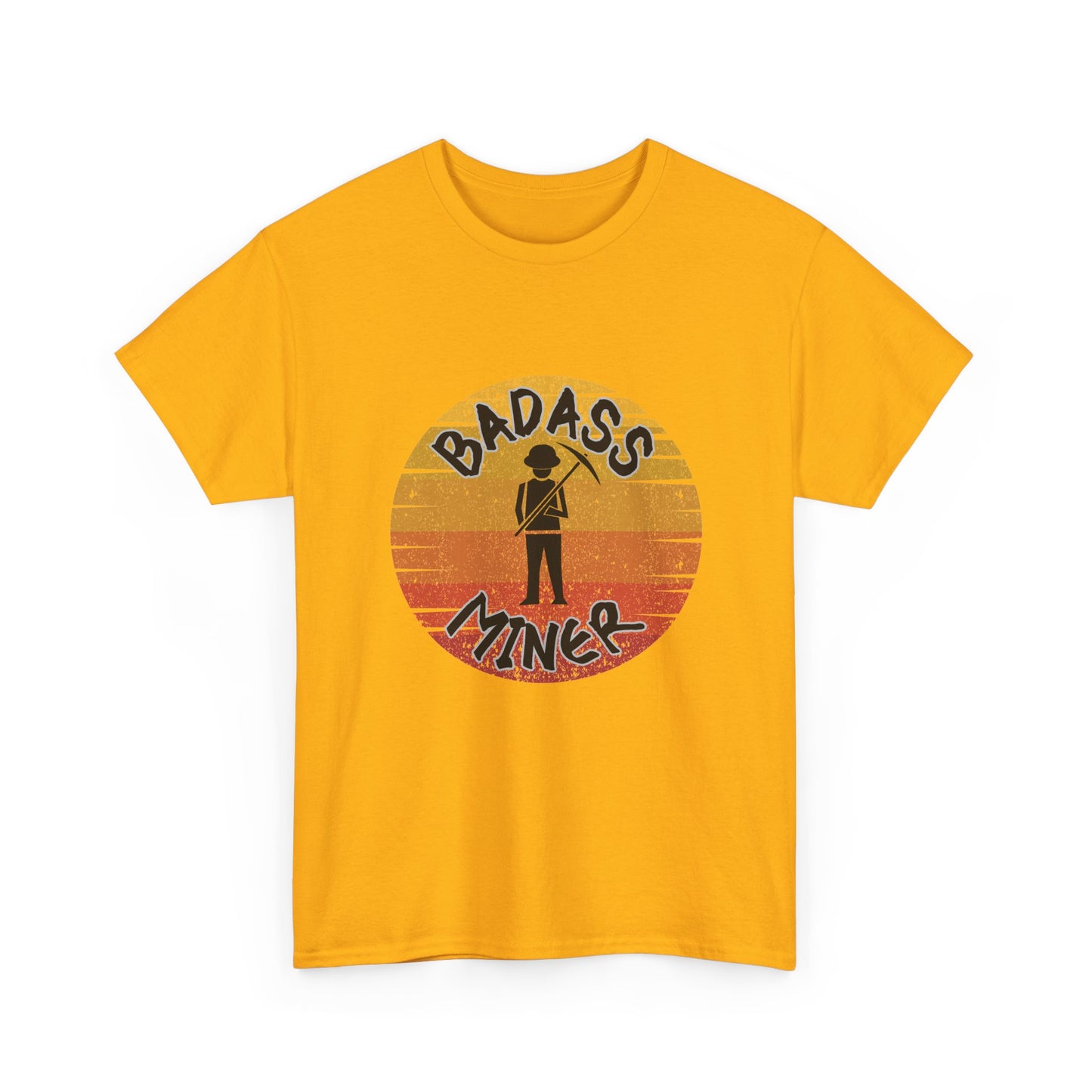 Badass Miner Rock Hammer Sunset Unisex Cotton Tee