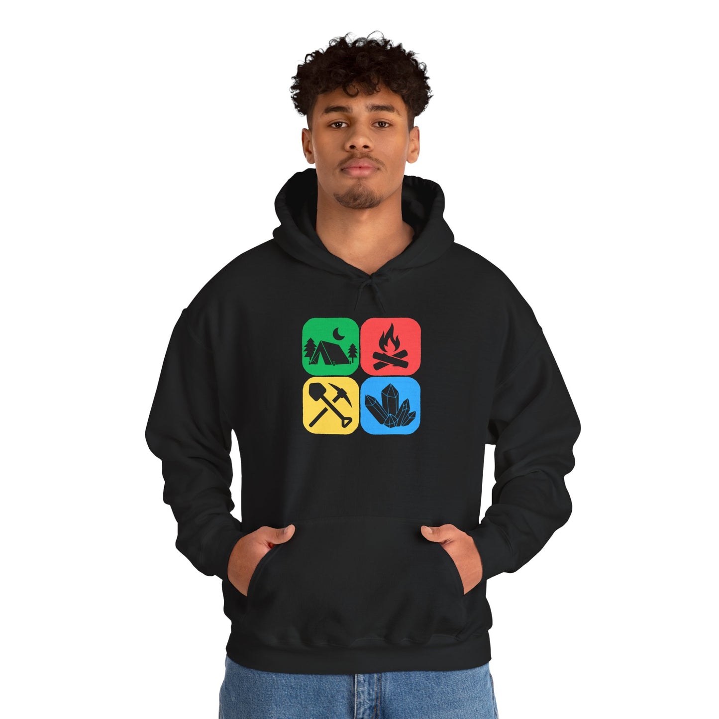 Color Block Icon Rockhound Hoodie Camping Adventure Unisex Hooded Sweatshirt