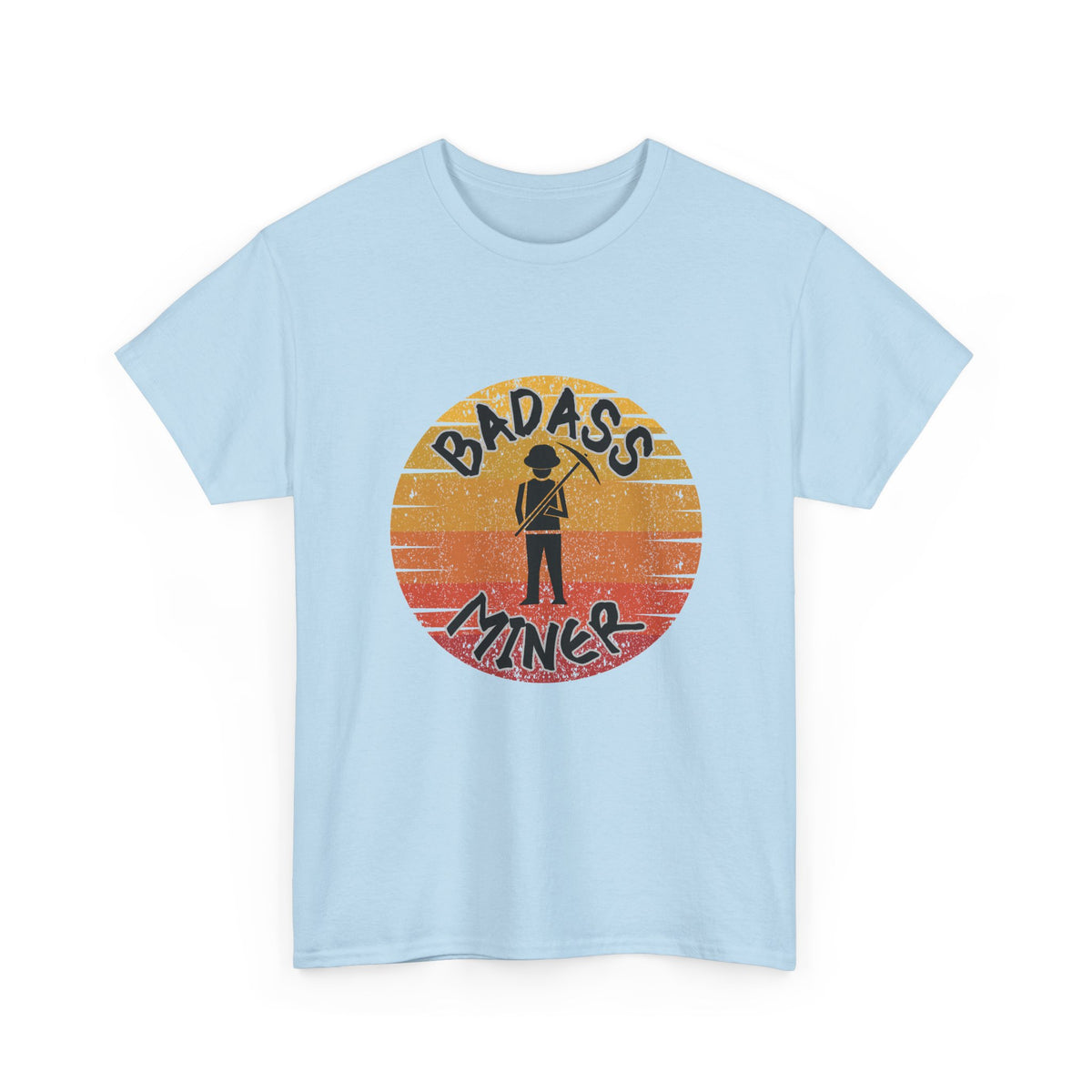 Badass Miner Rock Hammer Sunset Unisex Cotton Tee
