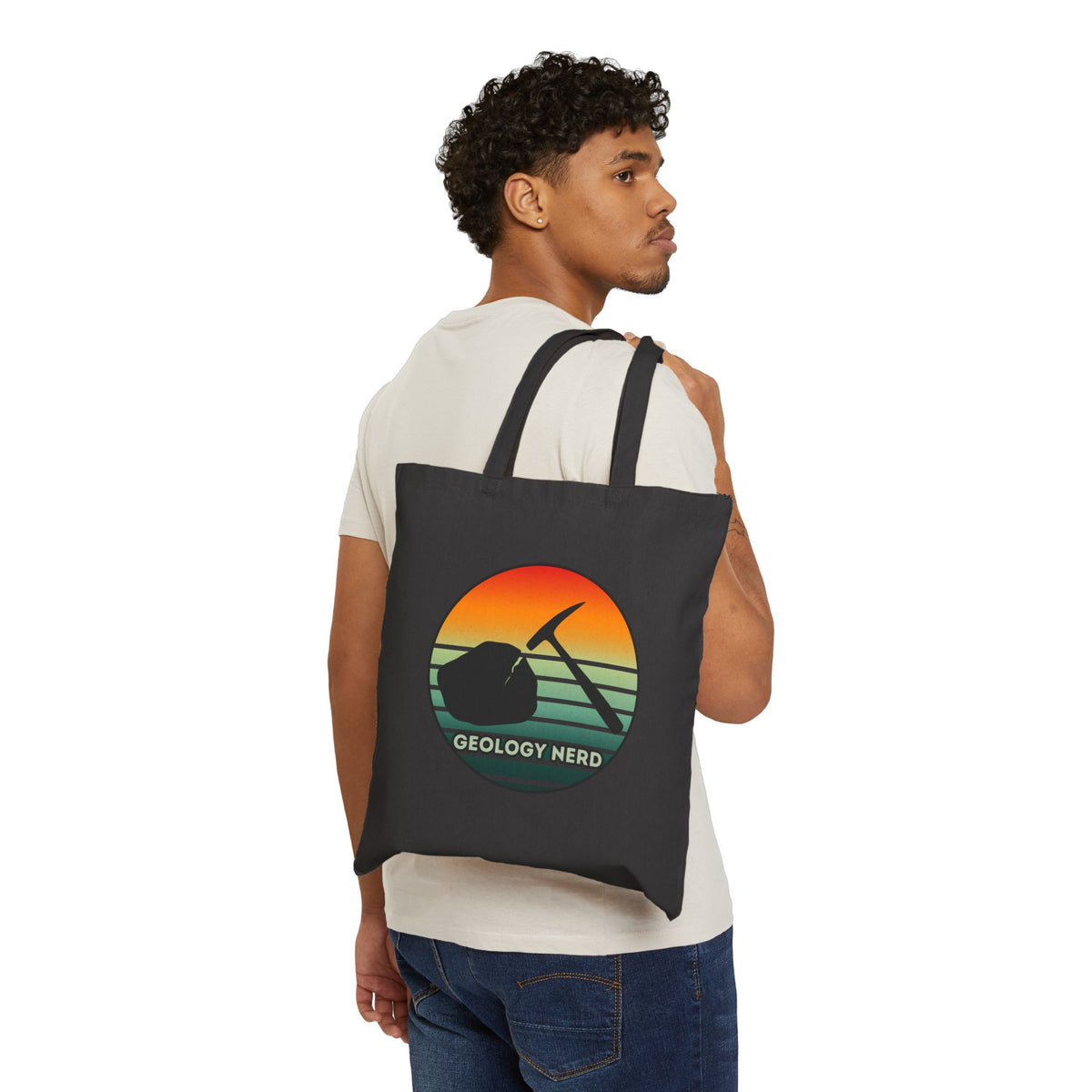 Geology Nerd Tote Bag Sunset Rock Hammer Cotton Canvas Reusable