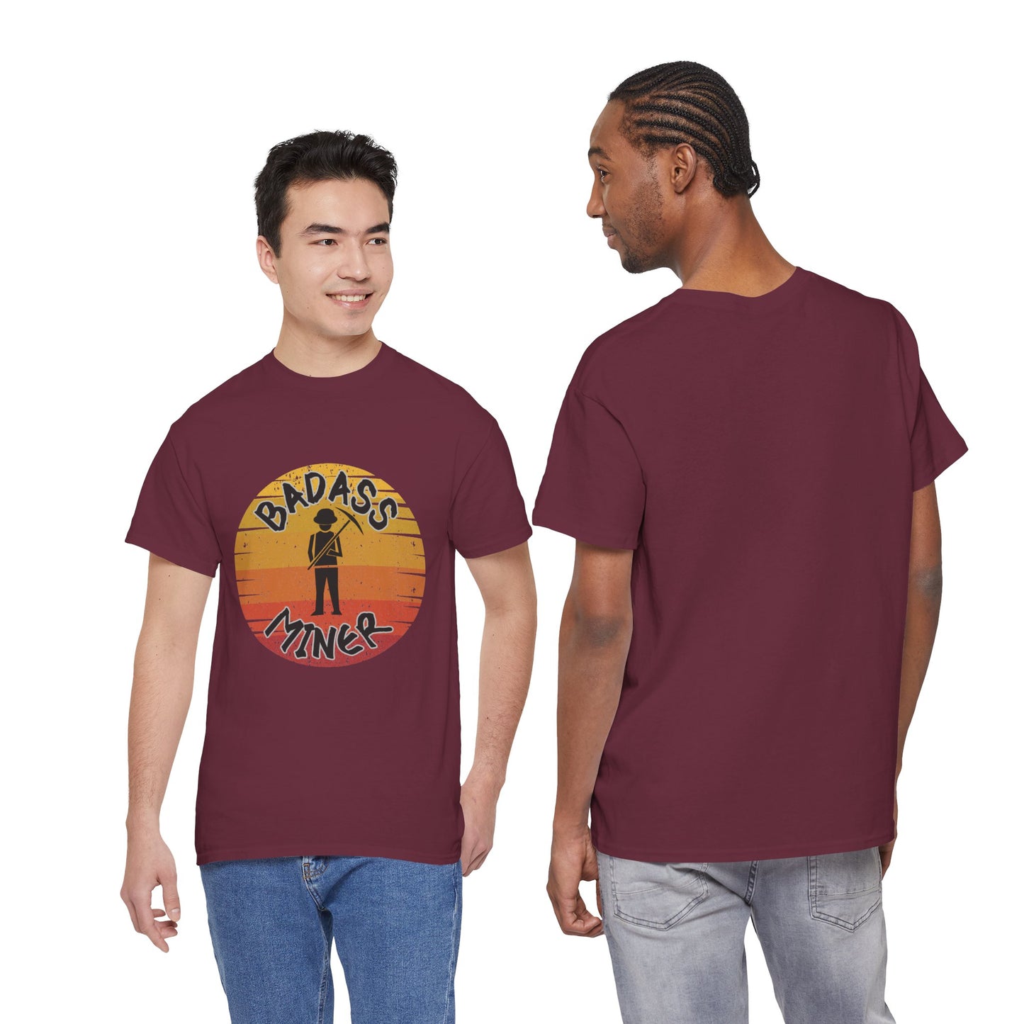 Badass Miner Rock Hammer Sunset Unisex Cotton Tee