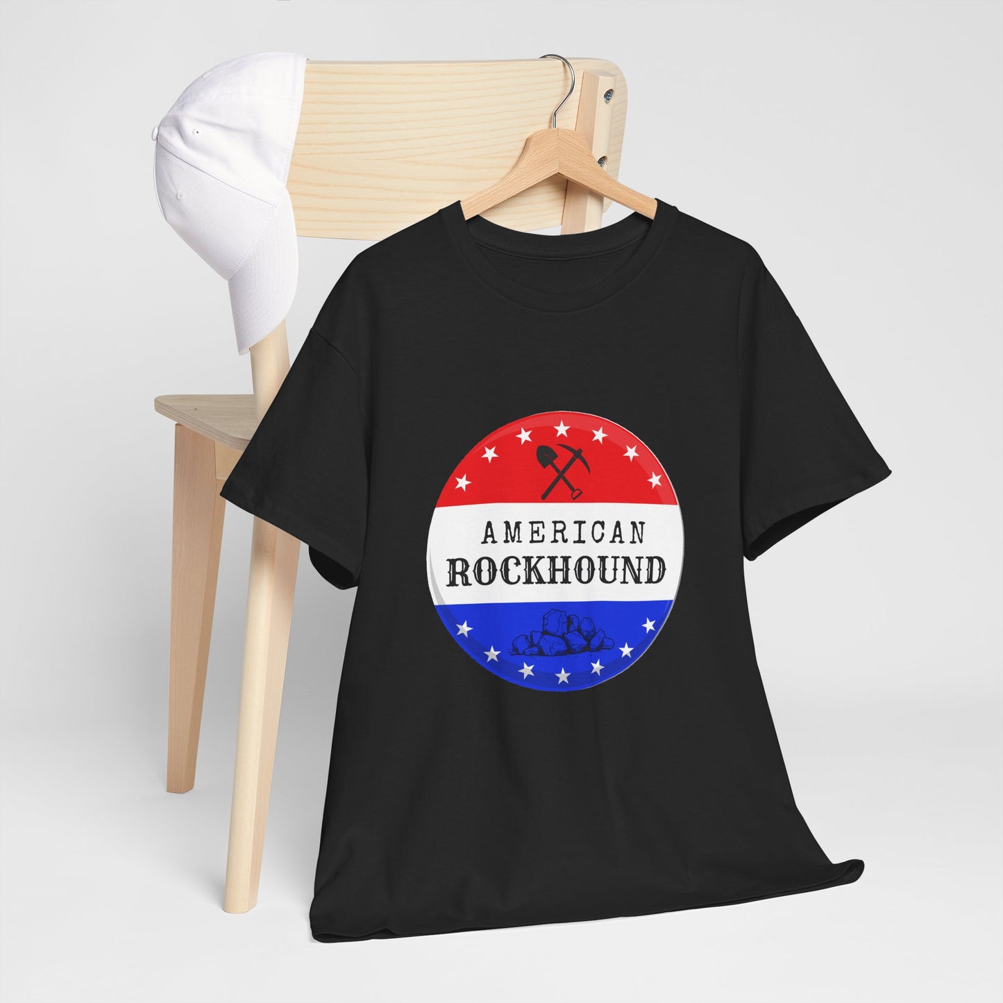 American Rockhound Tee, Patriotic Rock Collector Shirt, Red White Blue Geology Gift