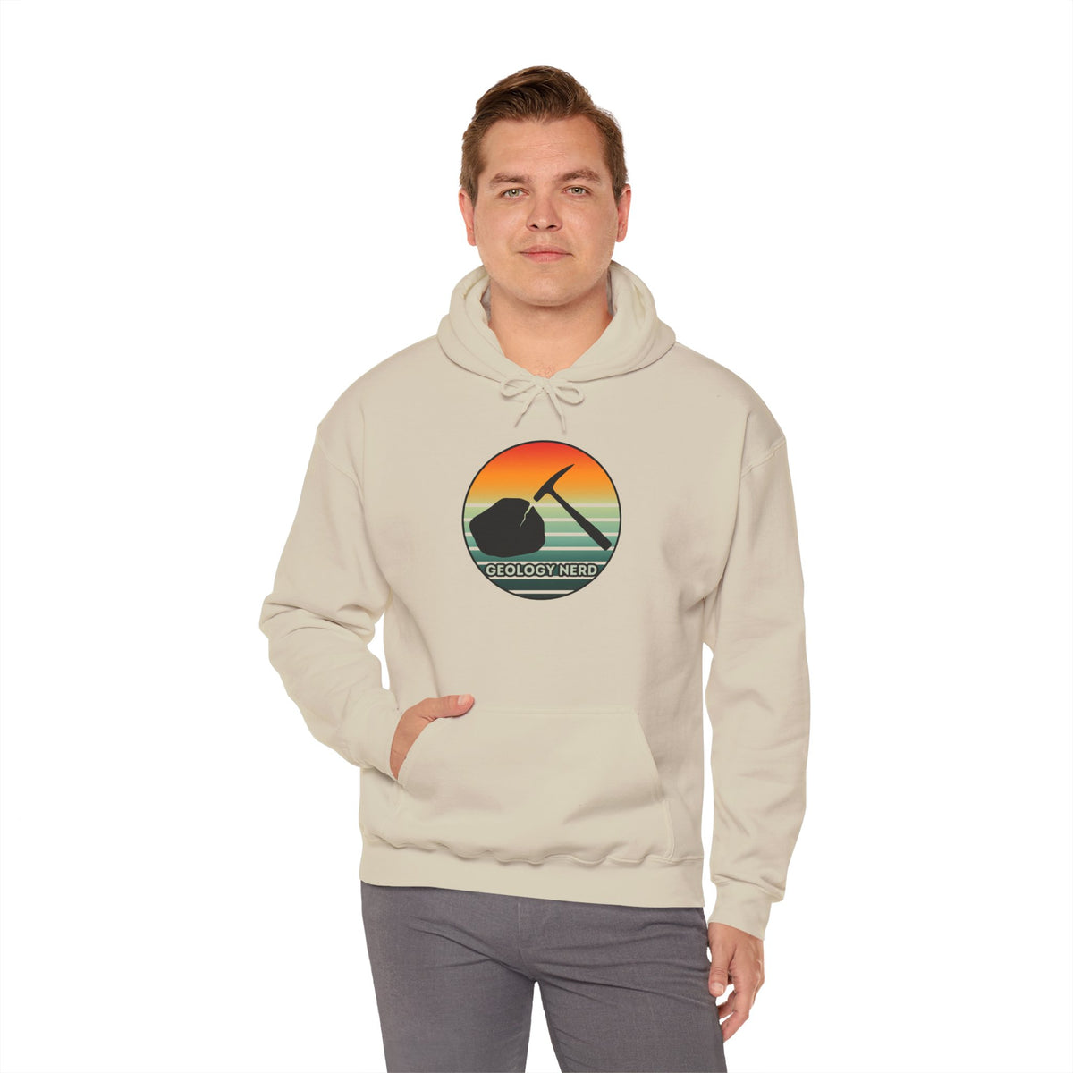 Geology Nerd Hoodie Rock Hammer Sunset Silhouette Rockhound Gift Unisex