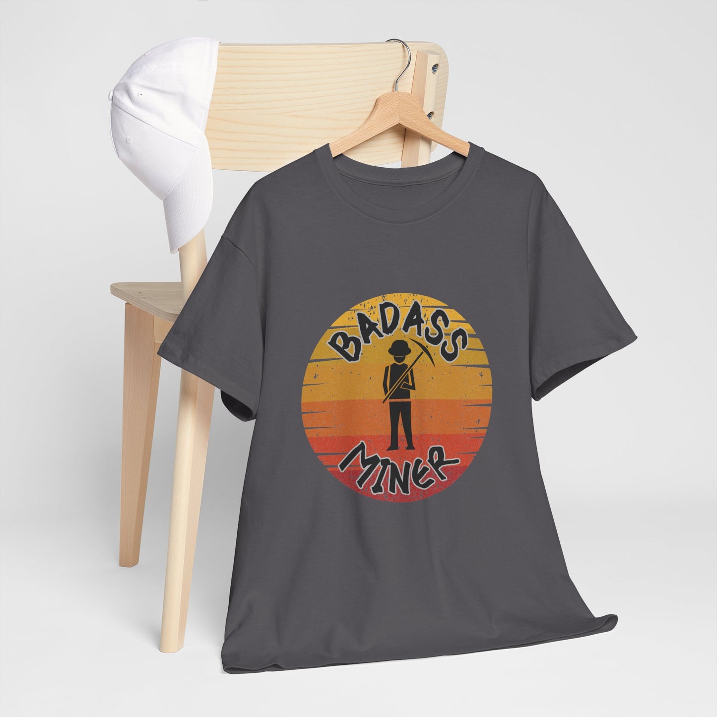 Badass Miner Rock Hammer Sunset Unisex Cotton Tee