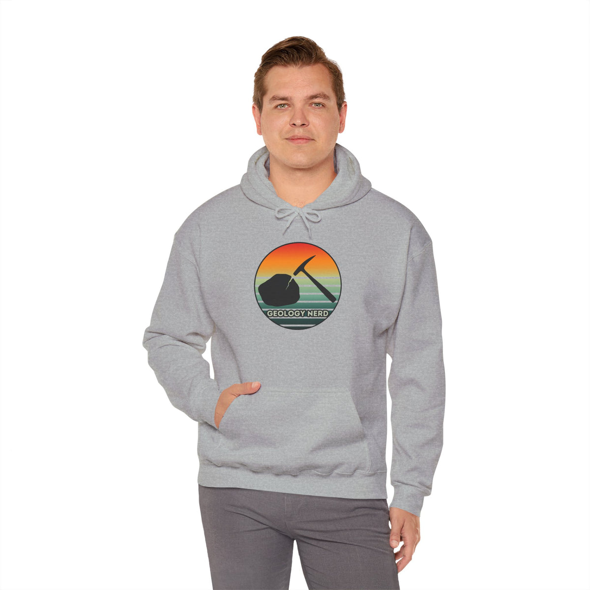 Geology Nerd Hoodie Rock Hammer Sunset Silhouette Rockhound Gift Unisex