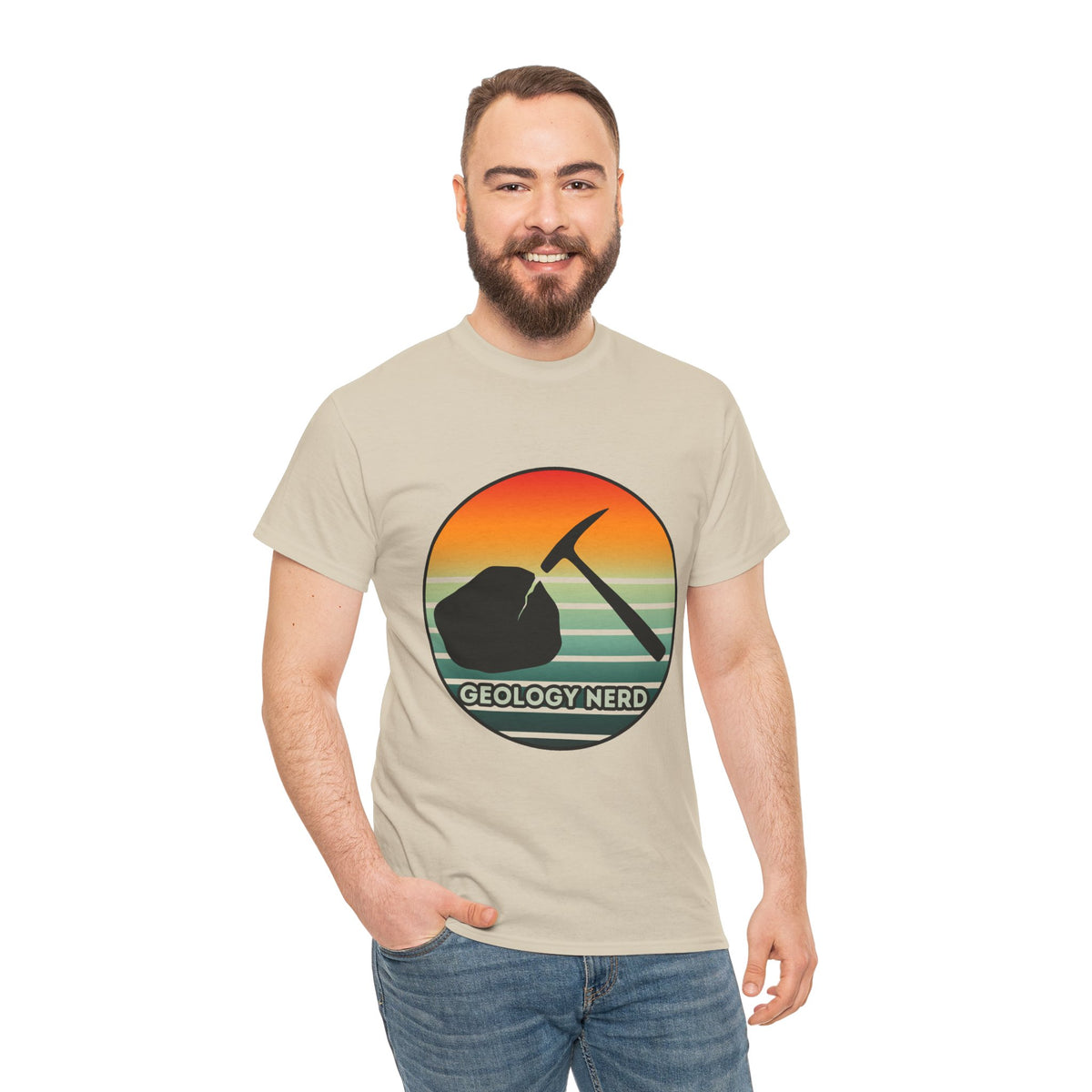 Geology Nerd T-Shirt Rock Hammer Sunset Silhouette Rockhound Geologist Gift