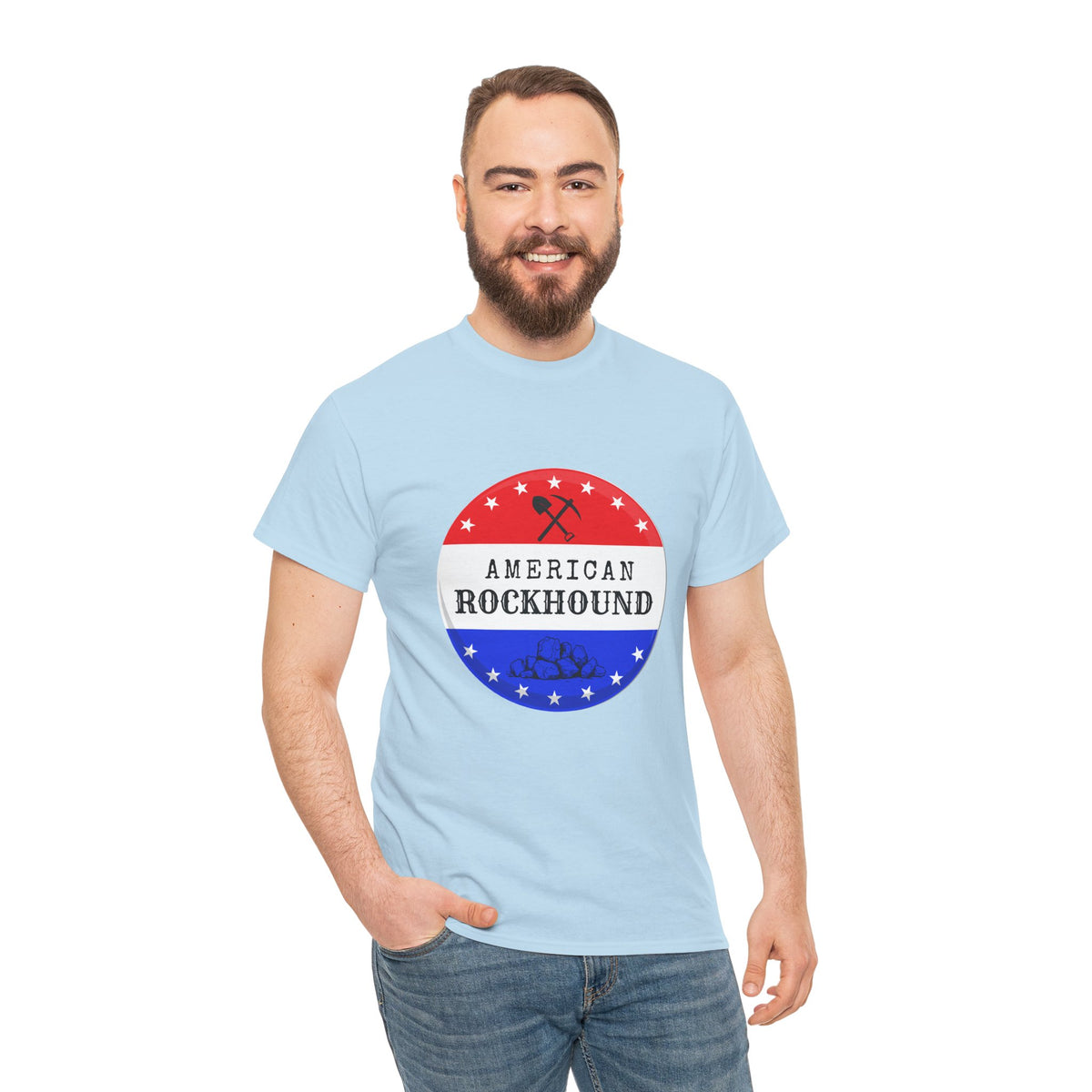 American Rockhound Tee, Patriotic Rock Collector Shirt, Red White Blue Geology Gift
