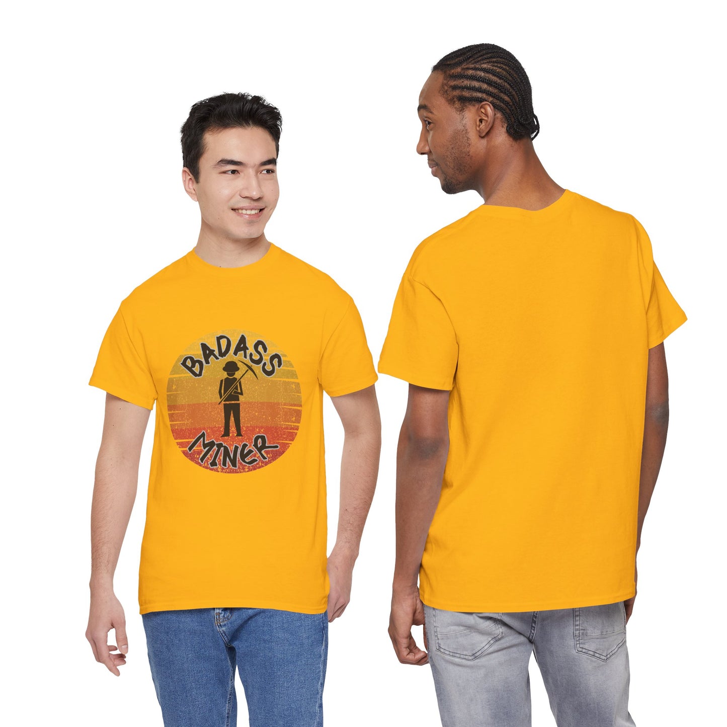 Badass Miner Rock Hammer Sunset Unisex Cotton Tee
