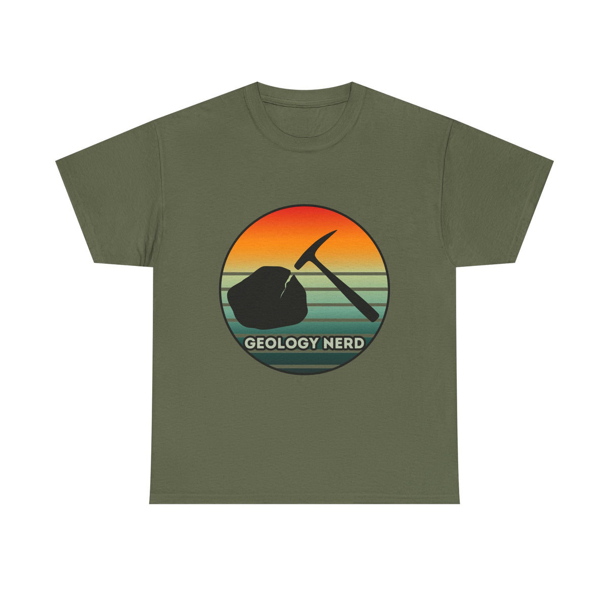 Geology Nerd T-Shirt Rock Hammer Sunset Silhouette Rockhound Geologist Gift