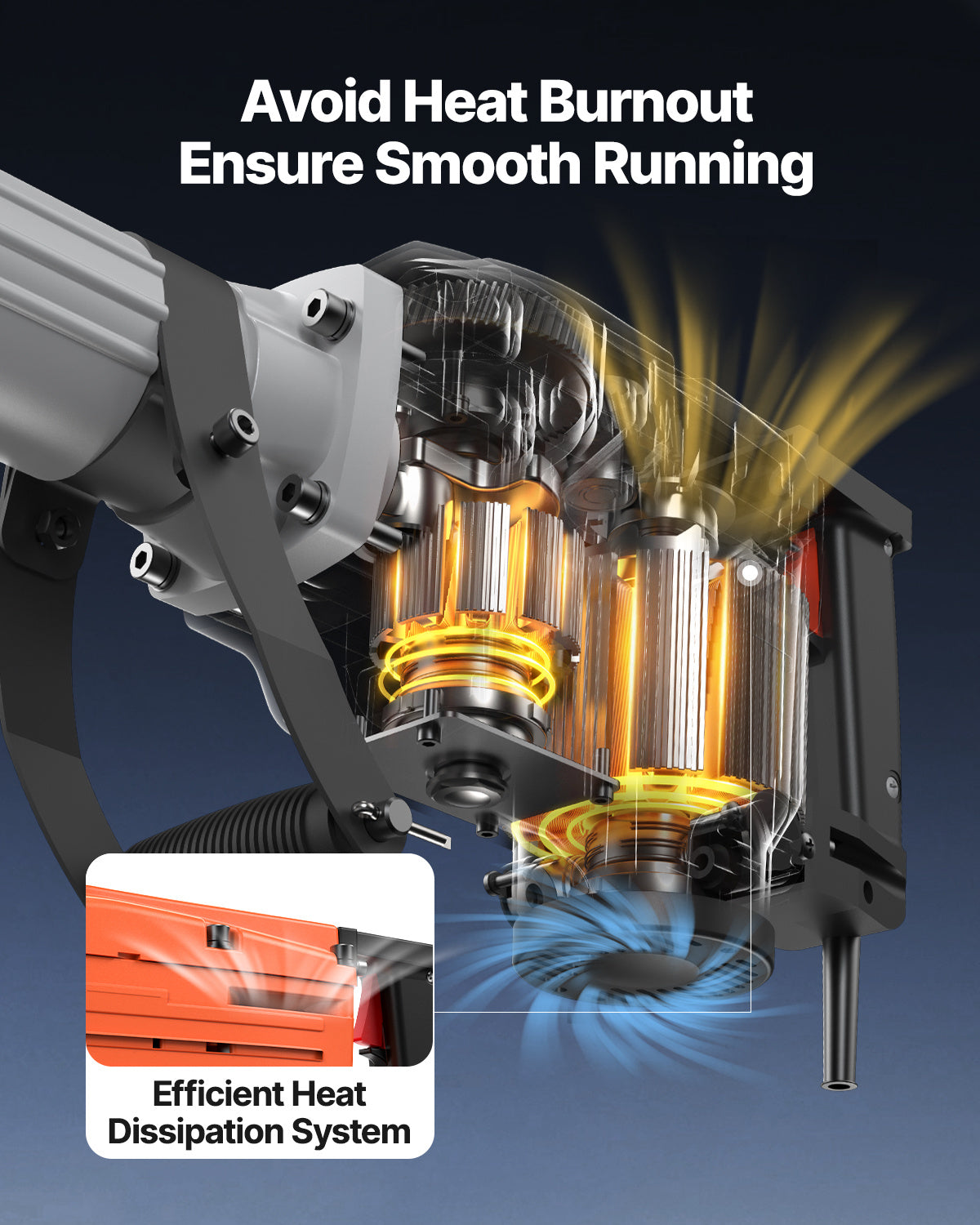 VEVOR 2200W Demolition Jack Hammer | Rock &Concrete Breaker with 6 Chisel Bits