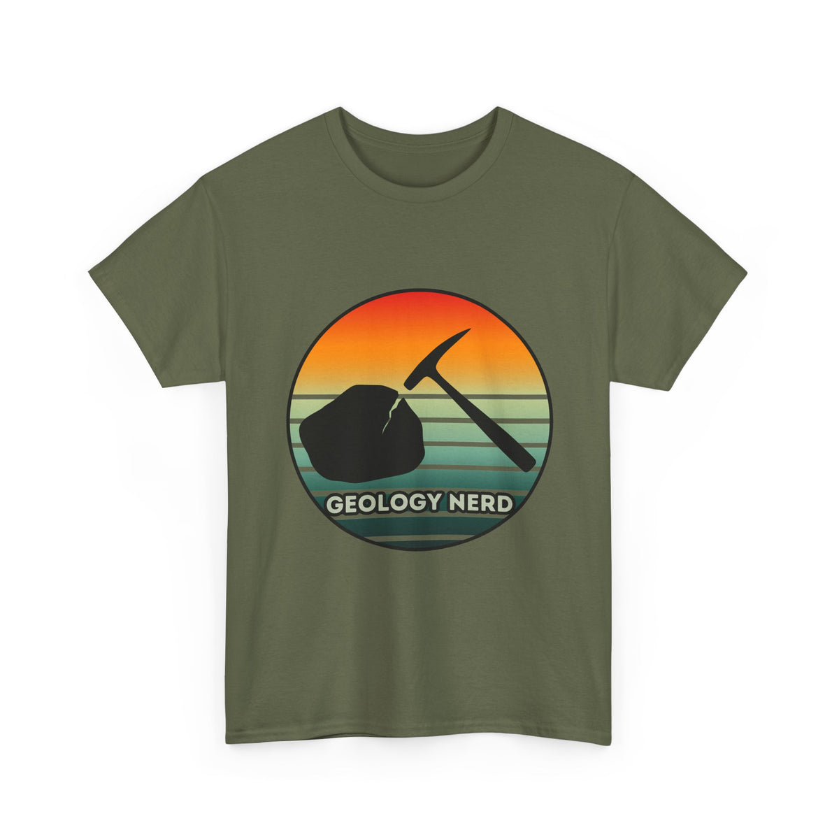 Geology Nerd T-Shirt Rock Hammer Sunset Silhouette Rockhound Geologist Gift