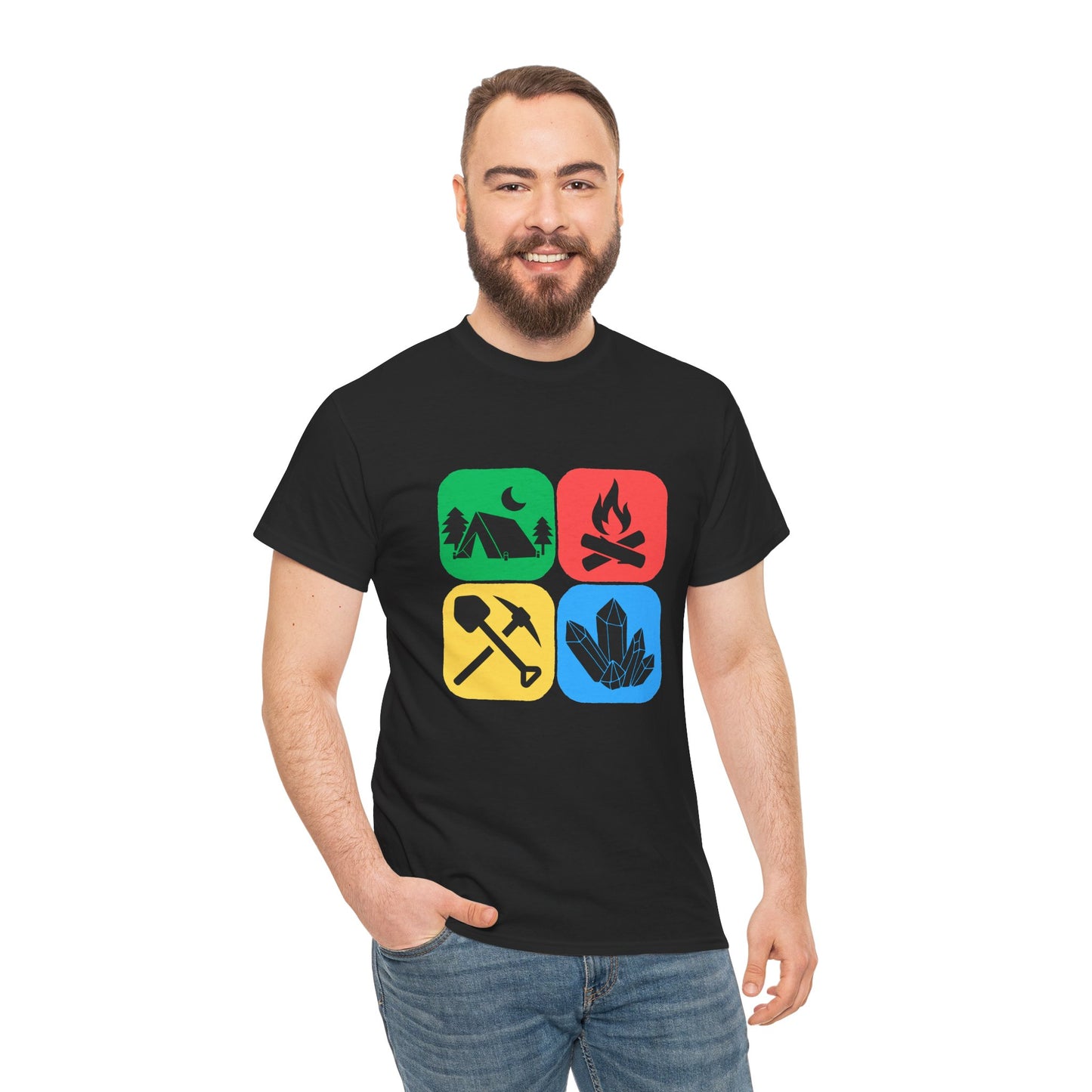 Color Block Icon Rockhound Camping Adventure Unisex Tee