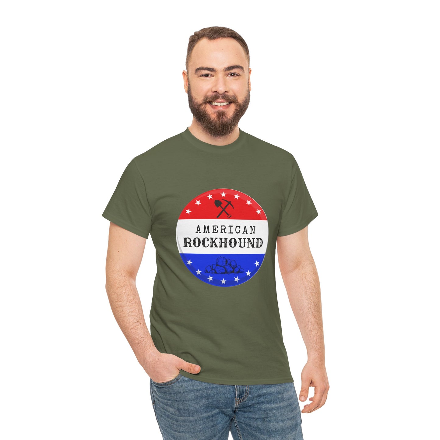 American Rockhound Tee, Patriotic Rock Collector Shirt, Red White Blue Geology Gift