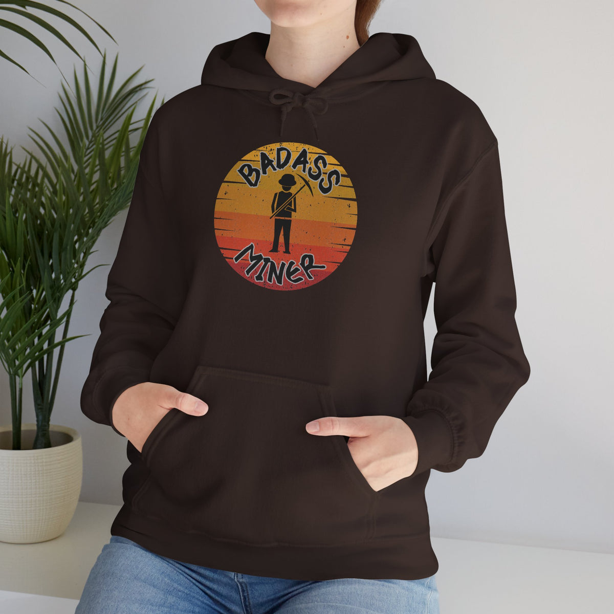 Badass Miner Rock Hammer Sunset Hoodie Unisex Hooded Sweatshirt
